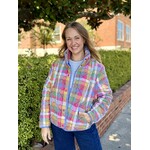 Bibi Bleached Vintage Plaid Quilted Jacket w/Pockets
