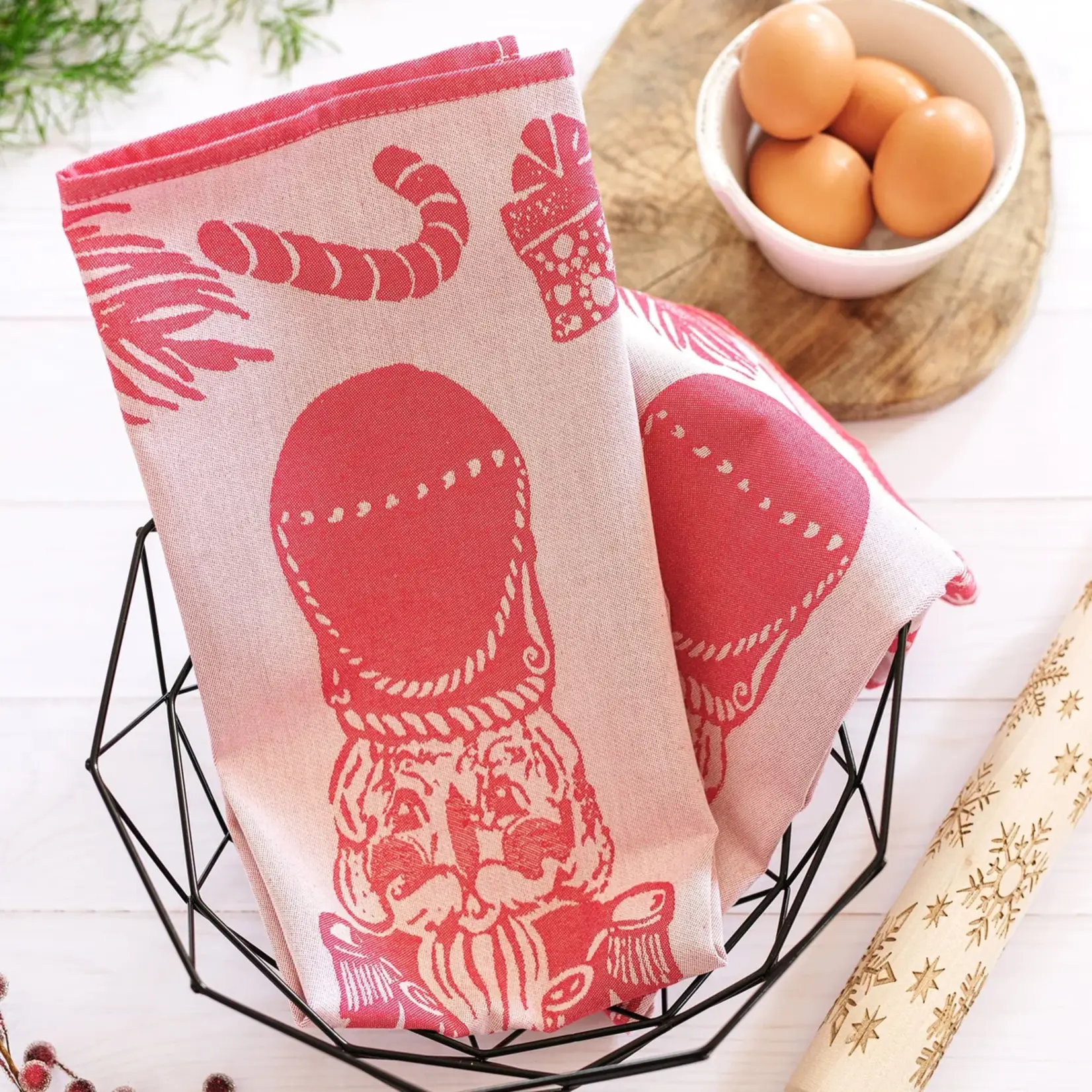Vietri Strofinaccio Red Nutcracker Dish Towels Set of 2