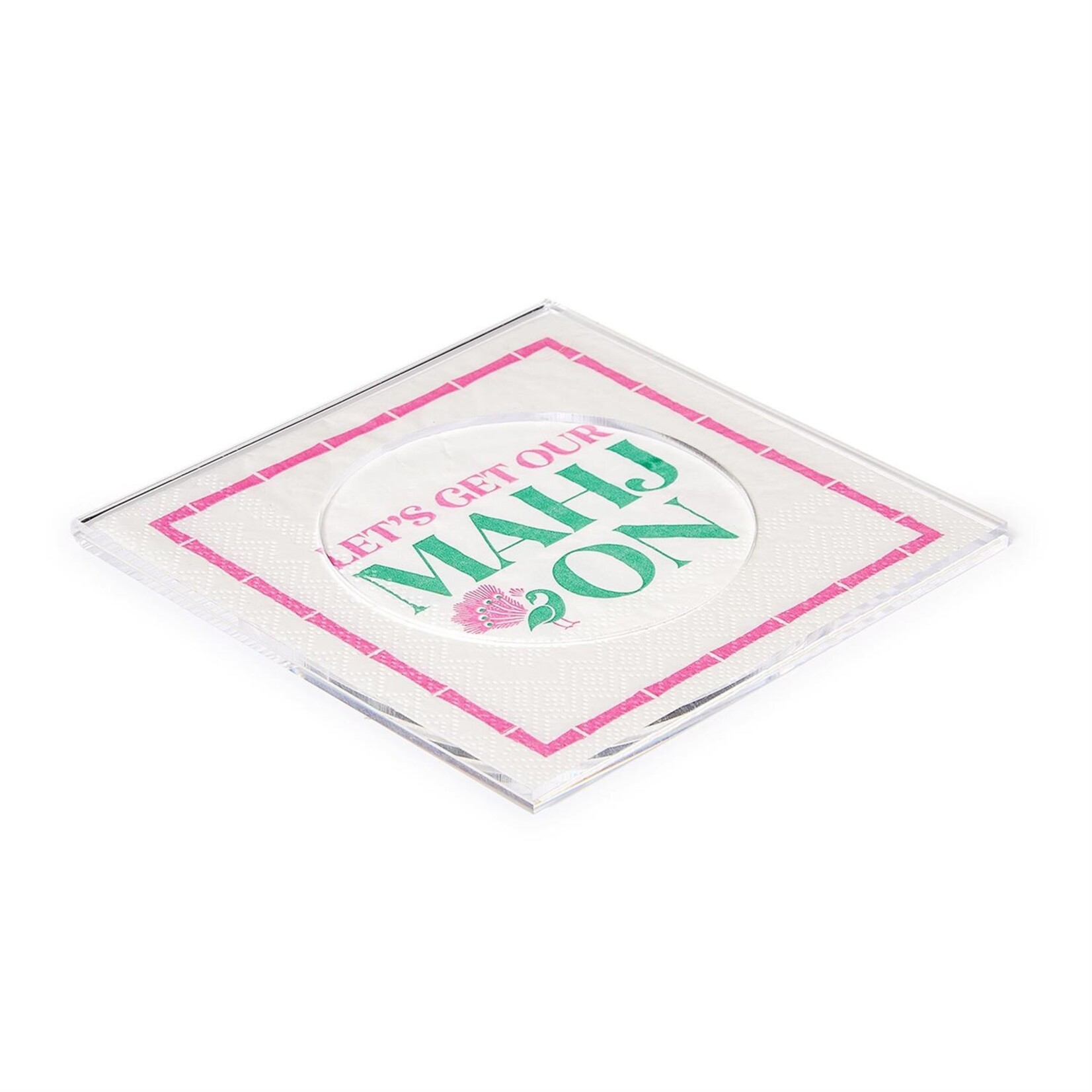 Two's Company Set of 4 Clear Cocktail Coasters in Gift Box