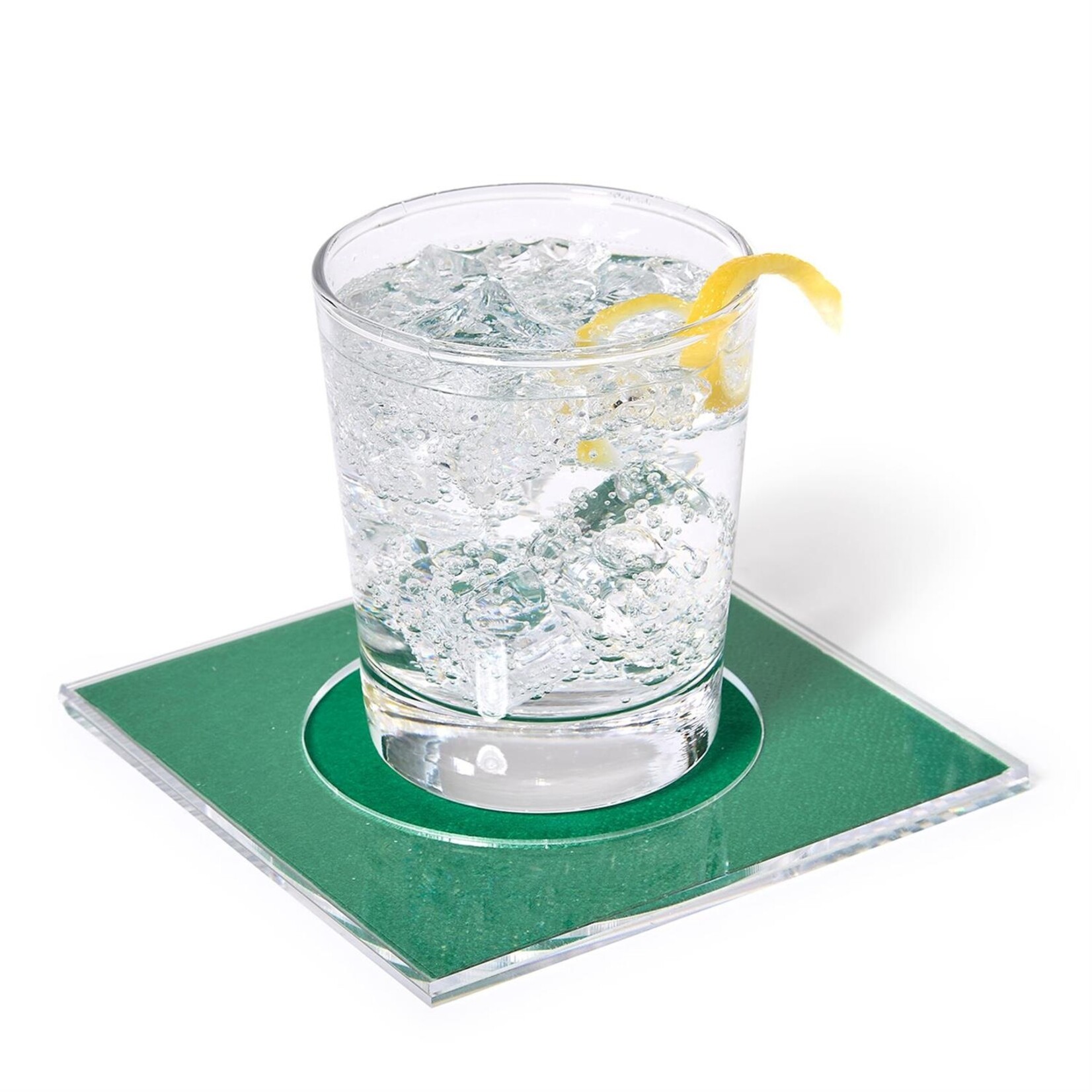 Two's Company Set of 4 Clear Cocktail Coasters in Gift Box