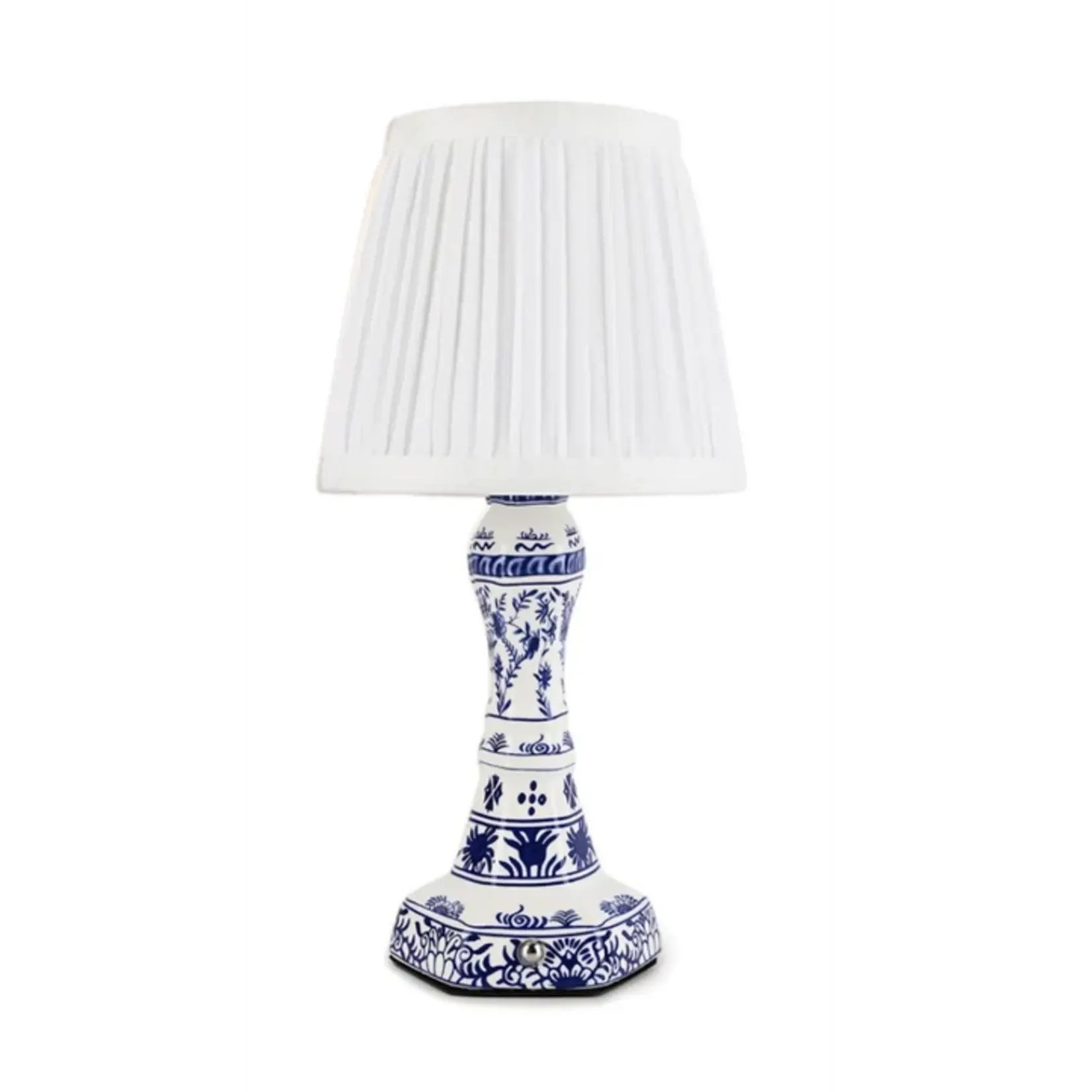 Two's Company LED Cordless Chinoiserie Blue and White Floral Lamp