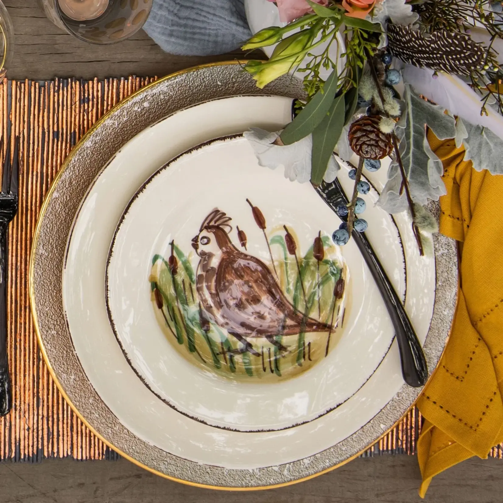 Vietri Wildlife Salad Plate Quail