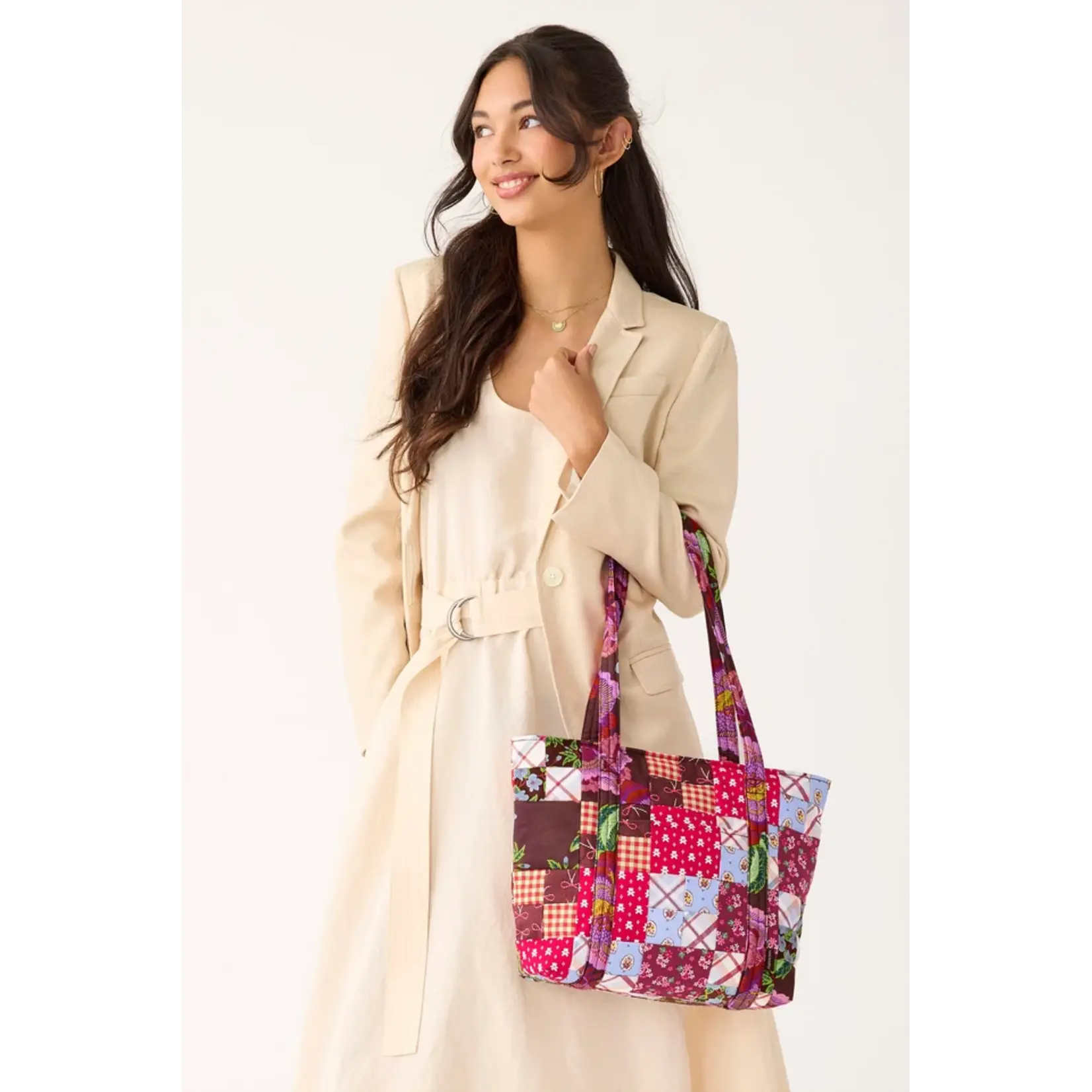 Vera Bradley Small Original Vera Tote Festive Check Patchwork