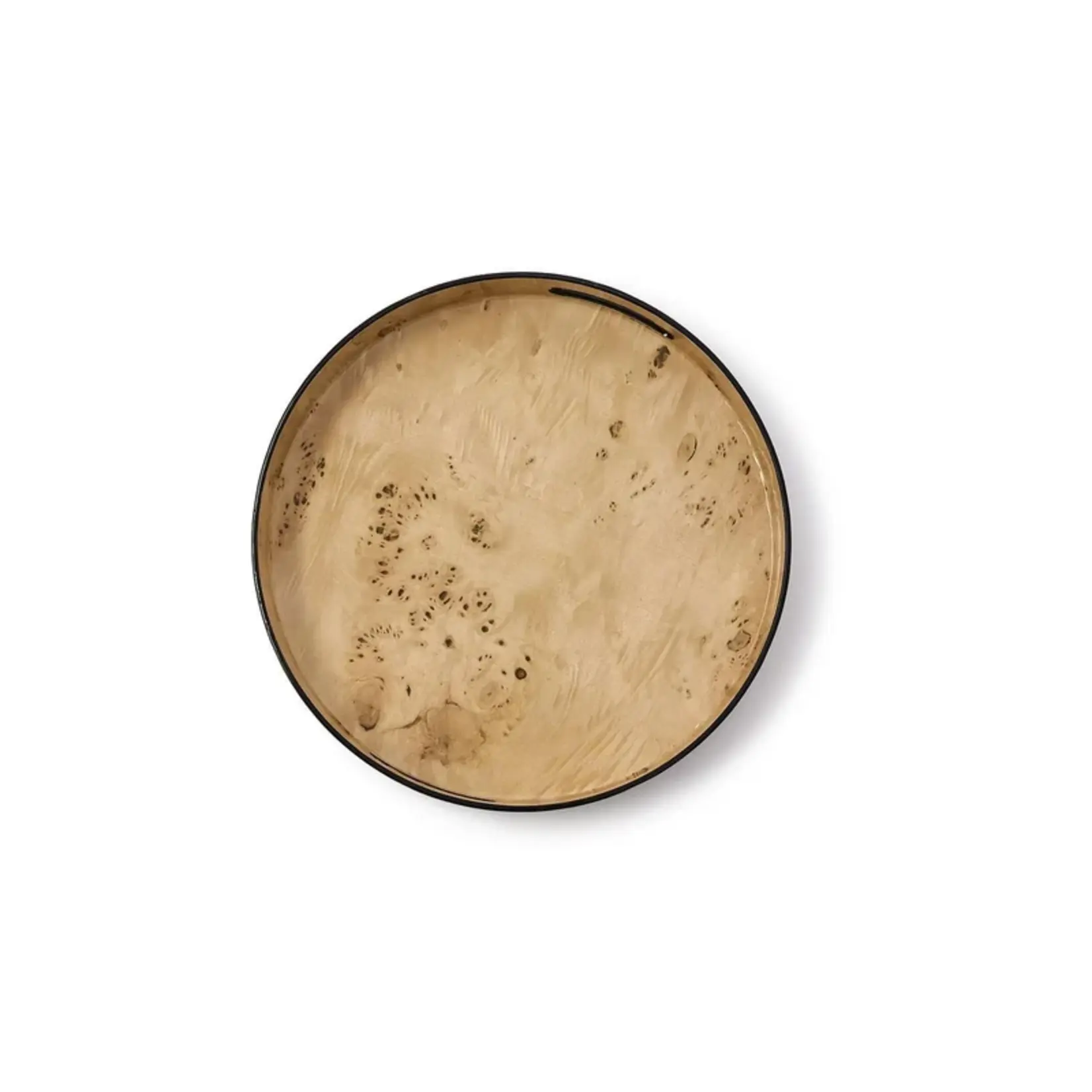 Two's Company Burled Wood Pattern Round Tray Small