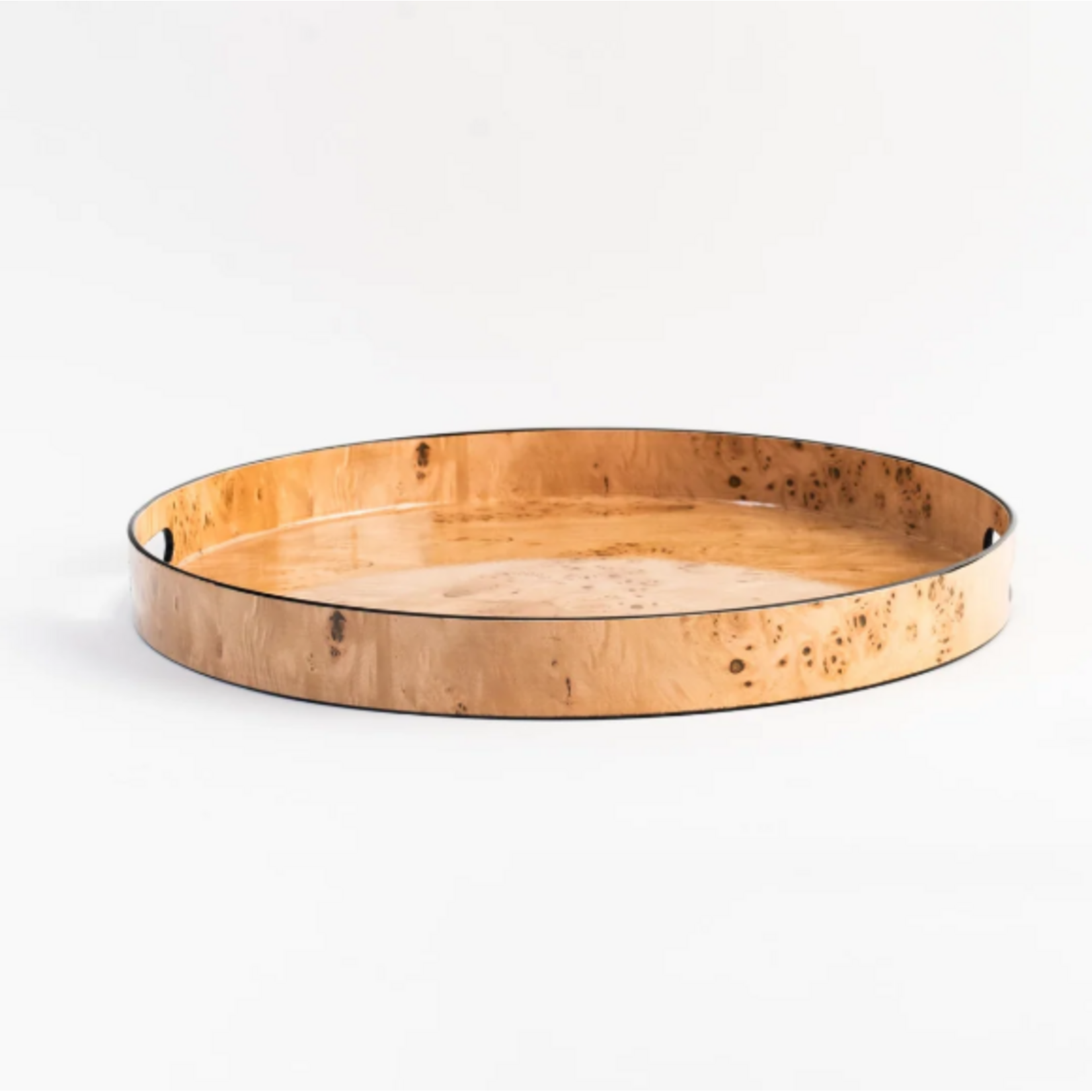 Two's Company Burled Wood Pattern Round Tray Medium