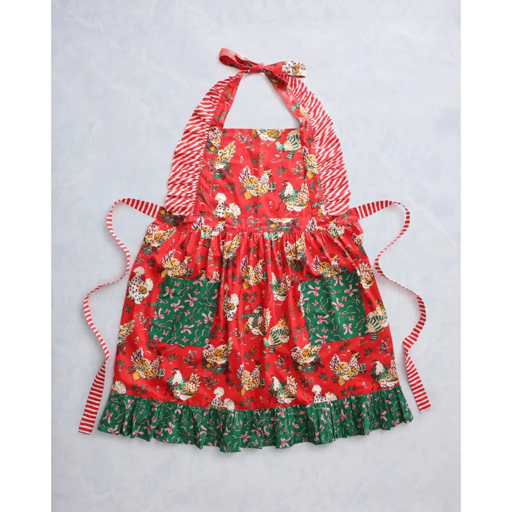 Print Fresh Ruffle Apron Holiday Hens