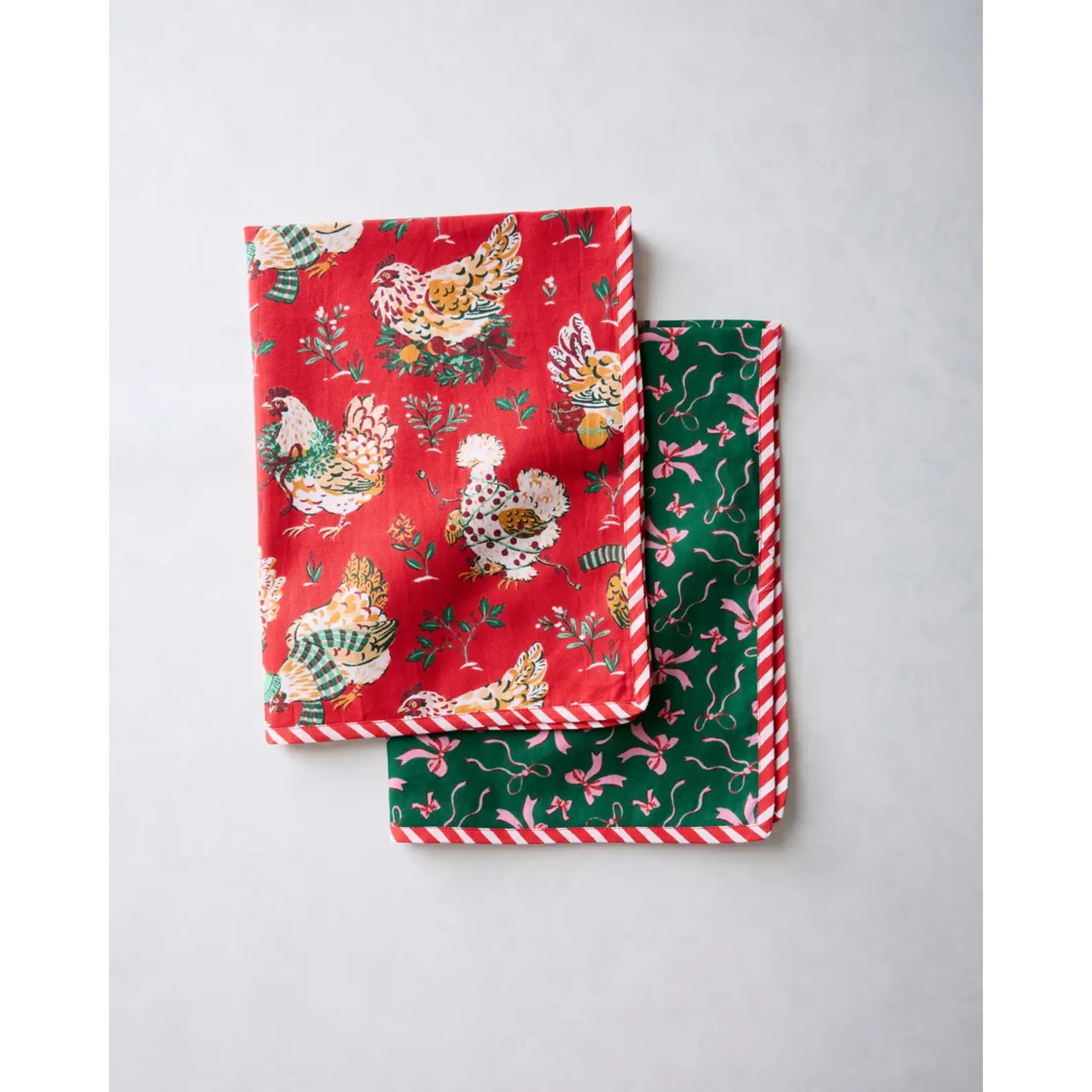 Print Fresh Tea Towels s/2 Holiday Hens