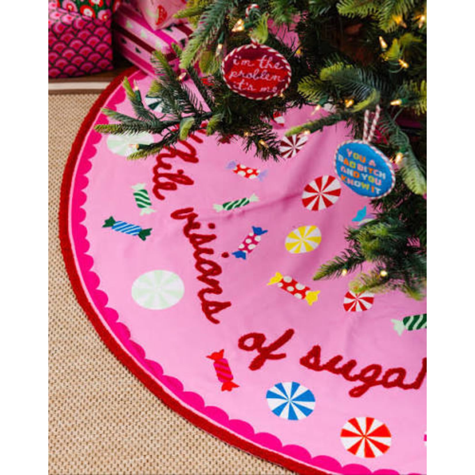Furbish Sugar Plums Embroidered Tree Skirt