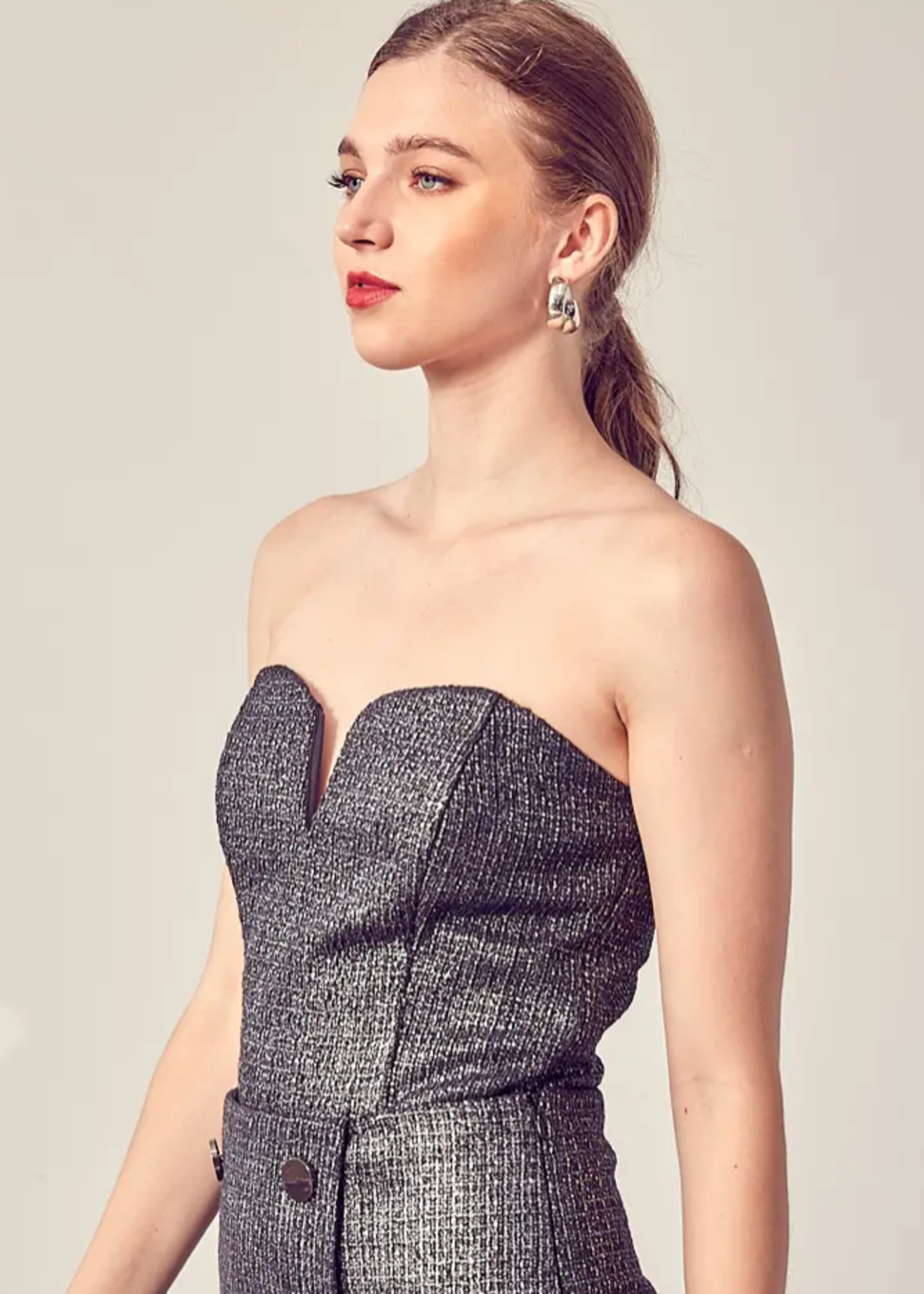 Black and Silver Tube Top - House of ...