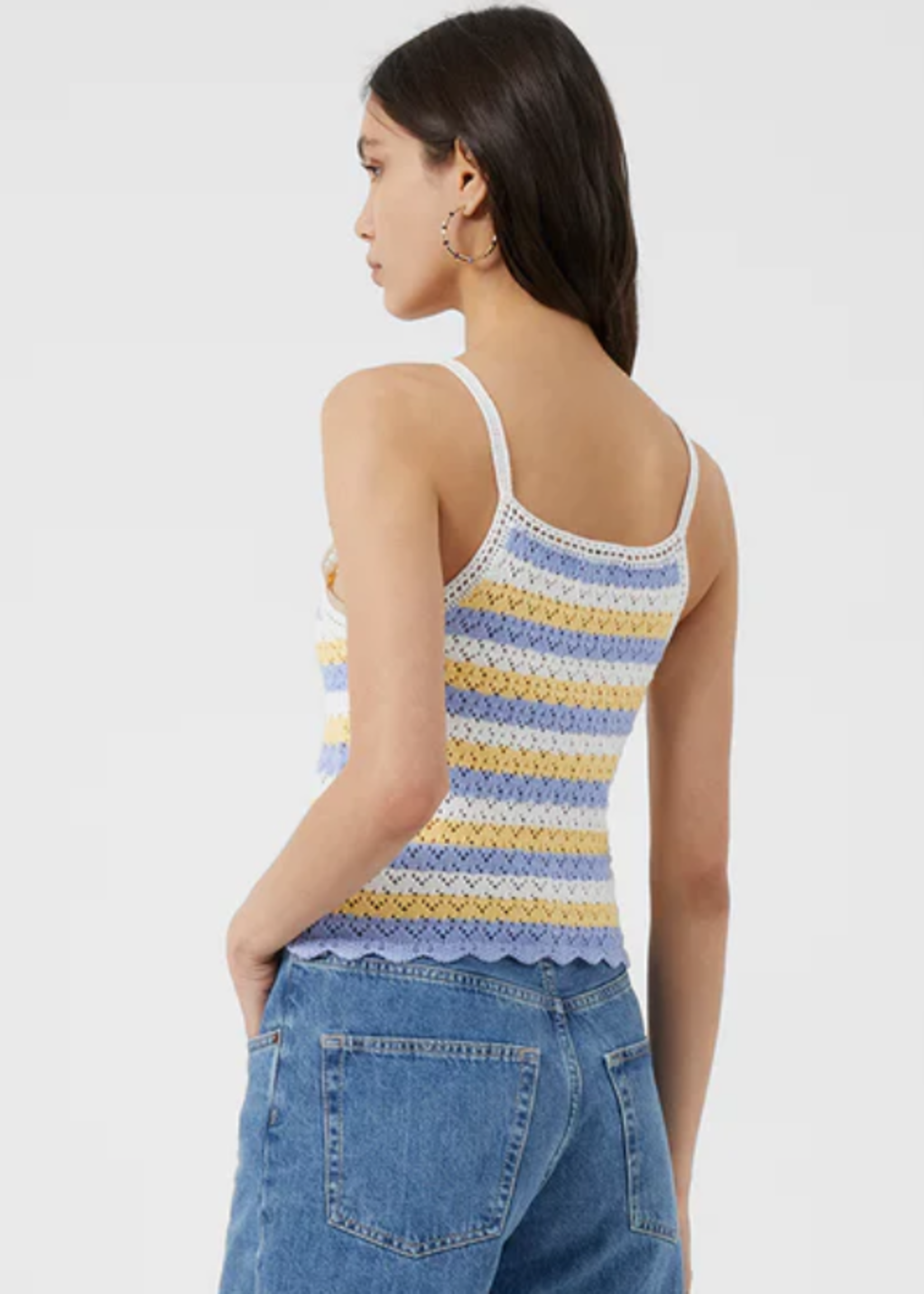 French Connection Nora Stripe Crochet Top