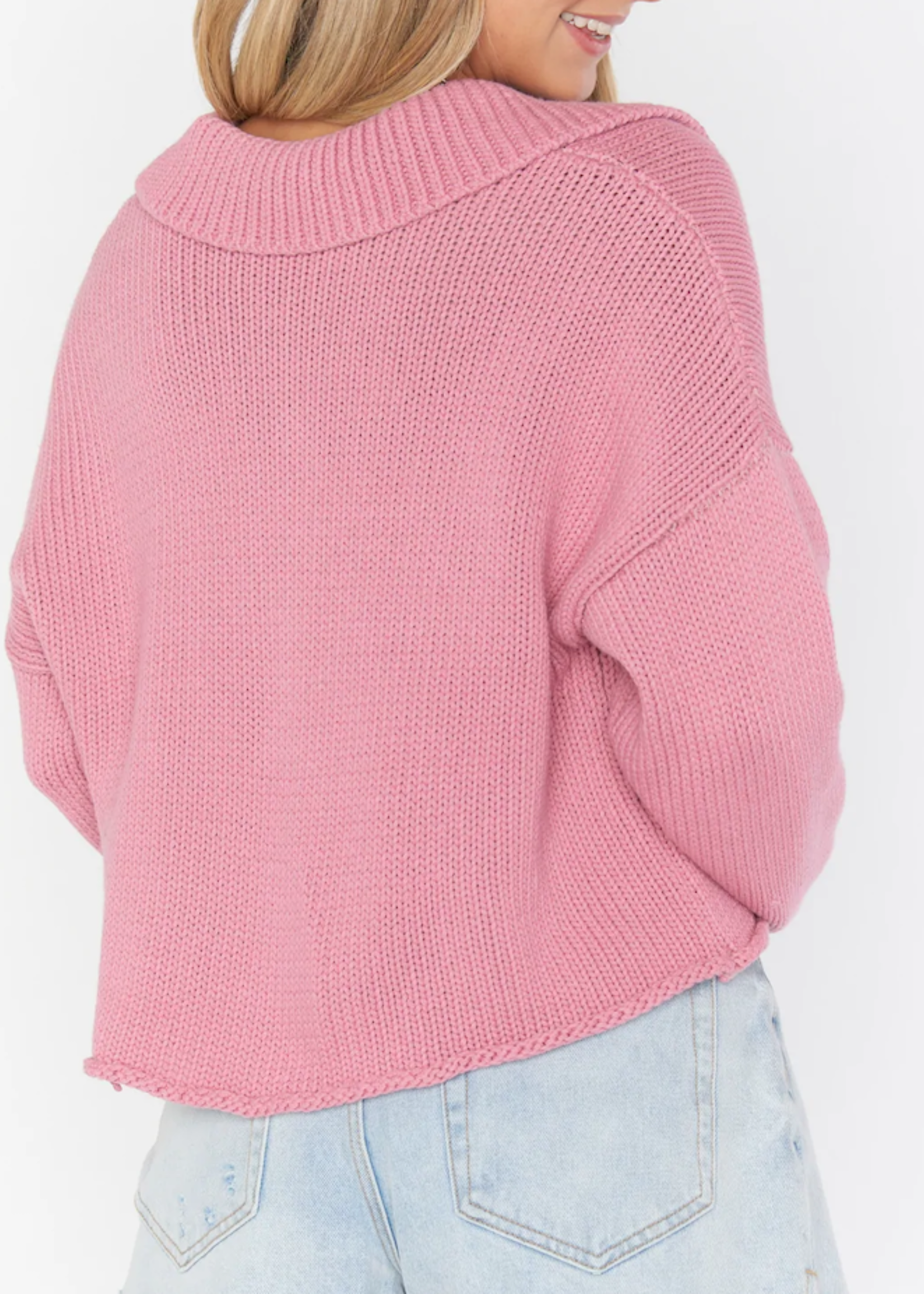 Show Me Your Mumu Pink Crawford Collared Sweater