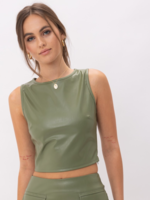 Pretty Garbage Olive Leather Tank Top