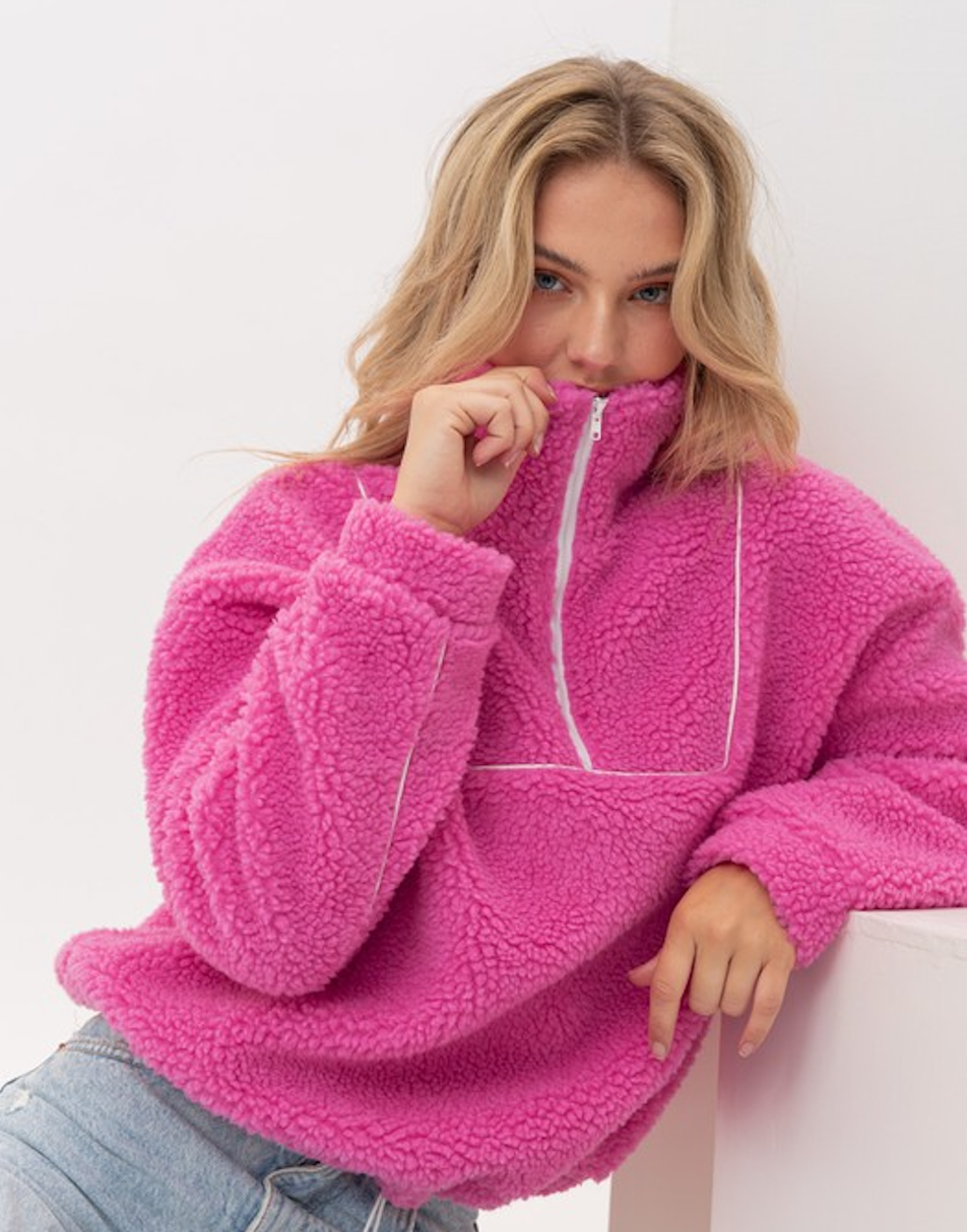 Pink Sherpa Pullover - House of Wallace