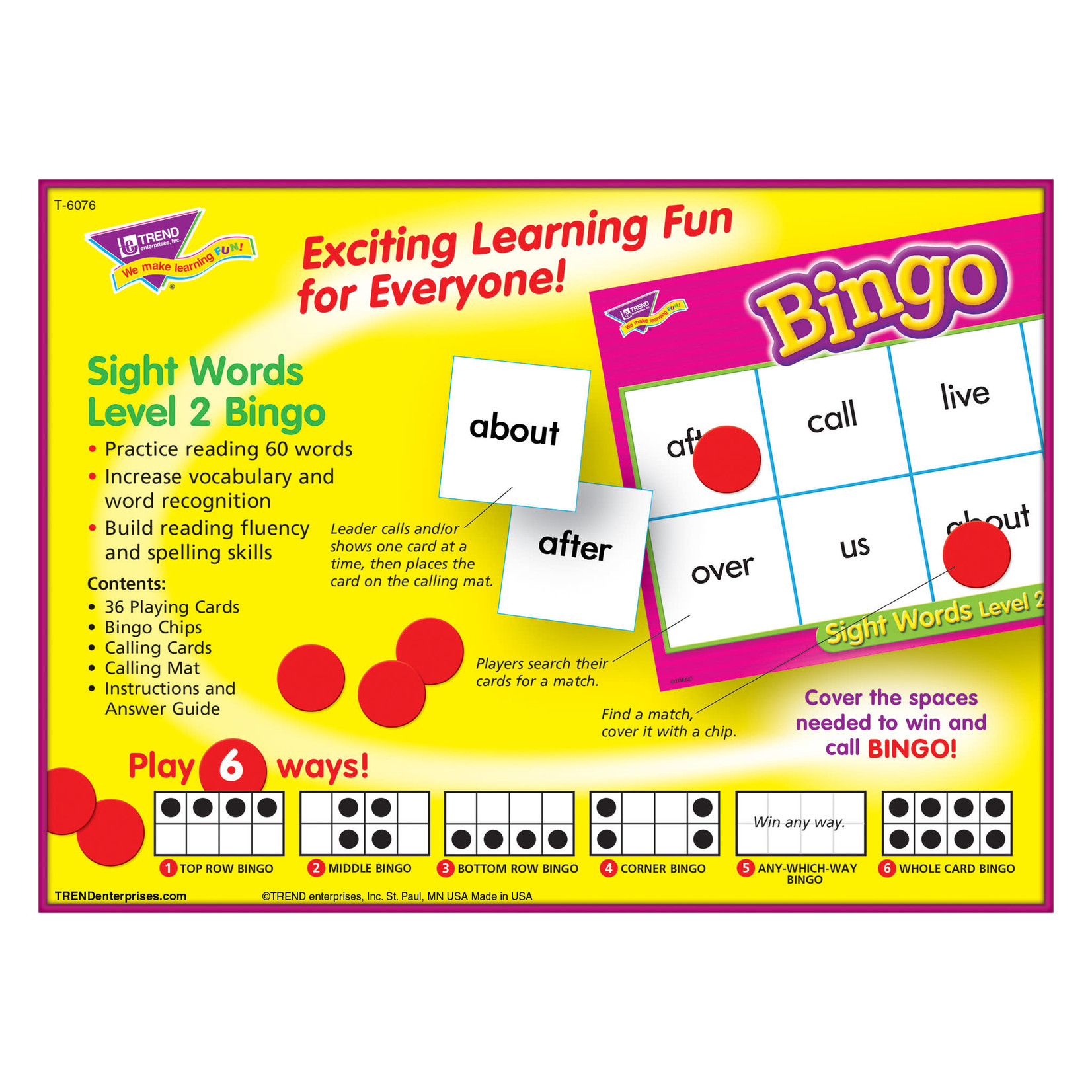 TREND Sight Words Bingo #2