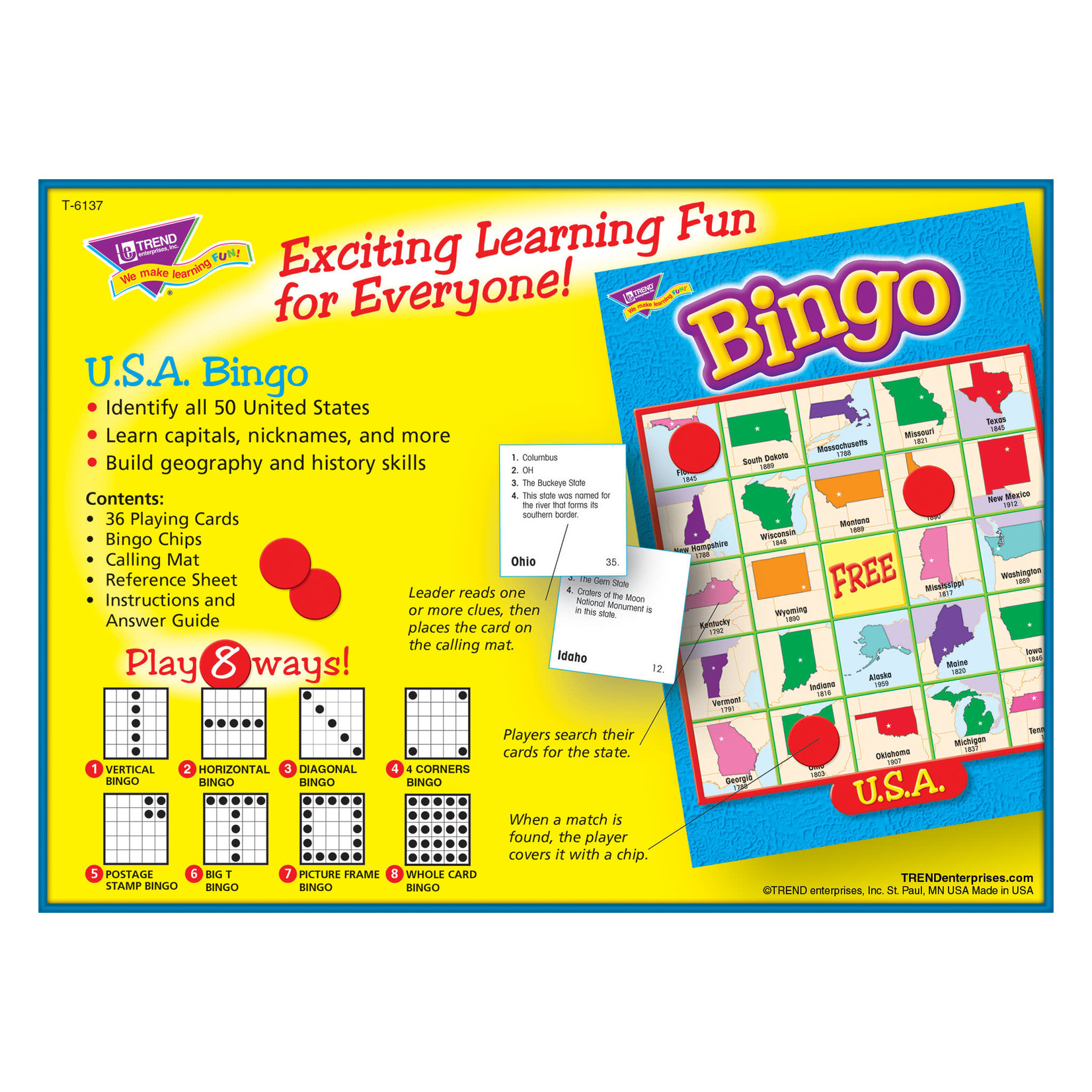 TREND U.S.A. Bingo Game