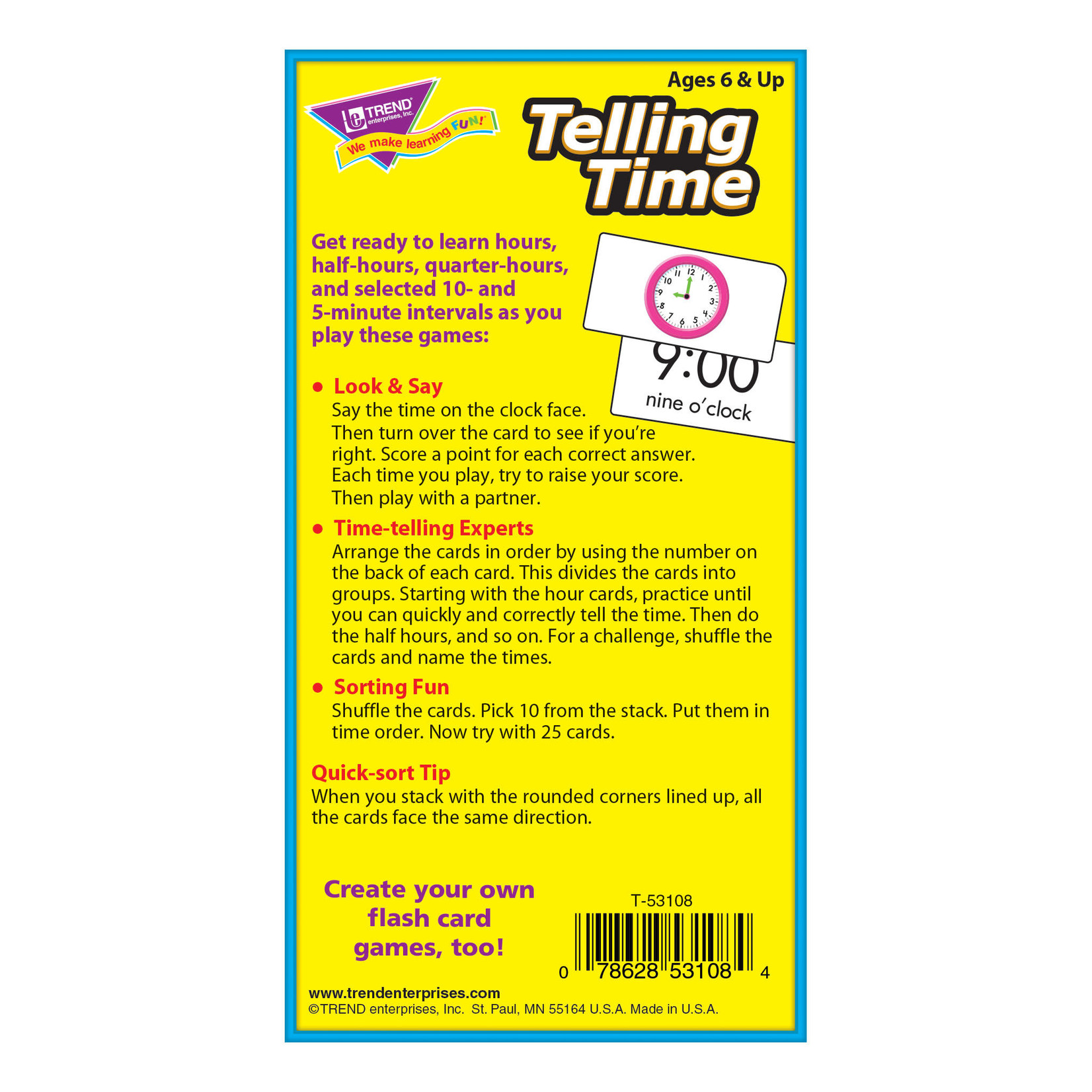 TREND Telling Time Cards