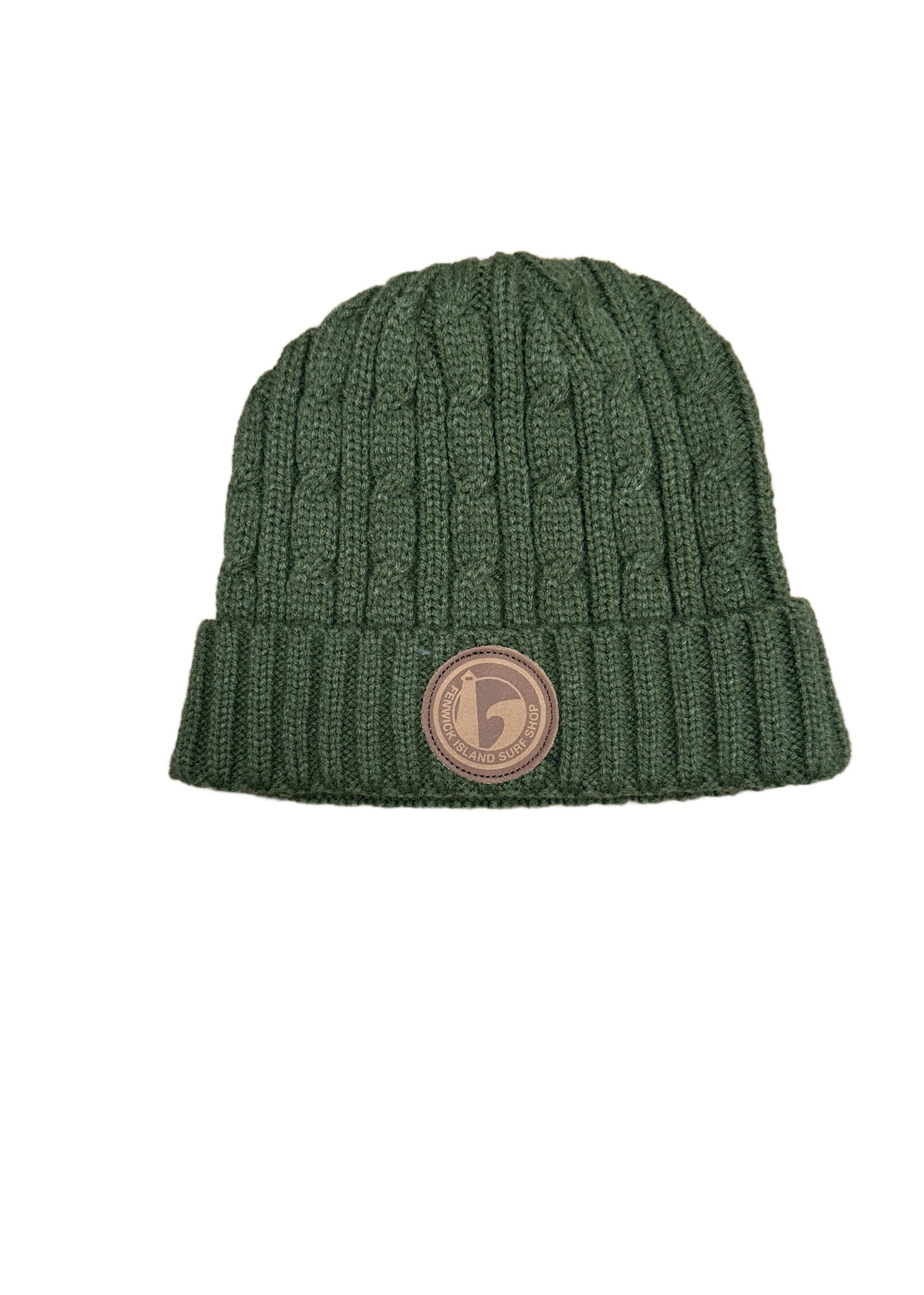 OLIVE CABLE KNIT BEANIE