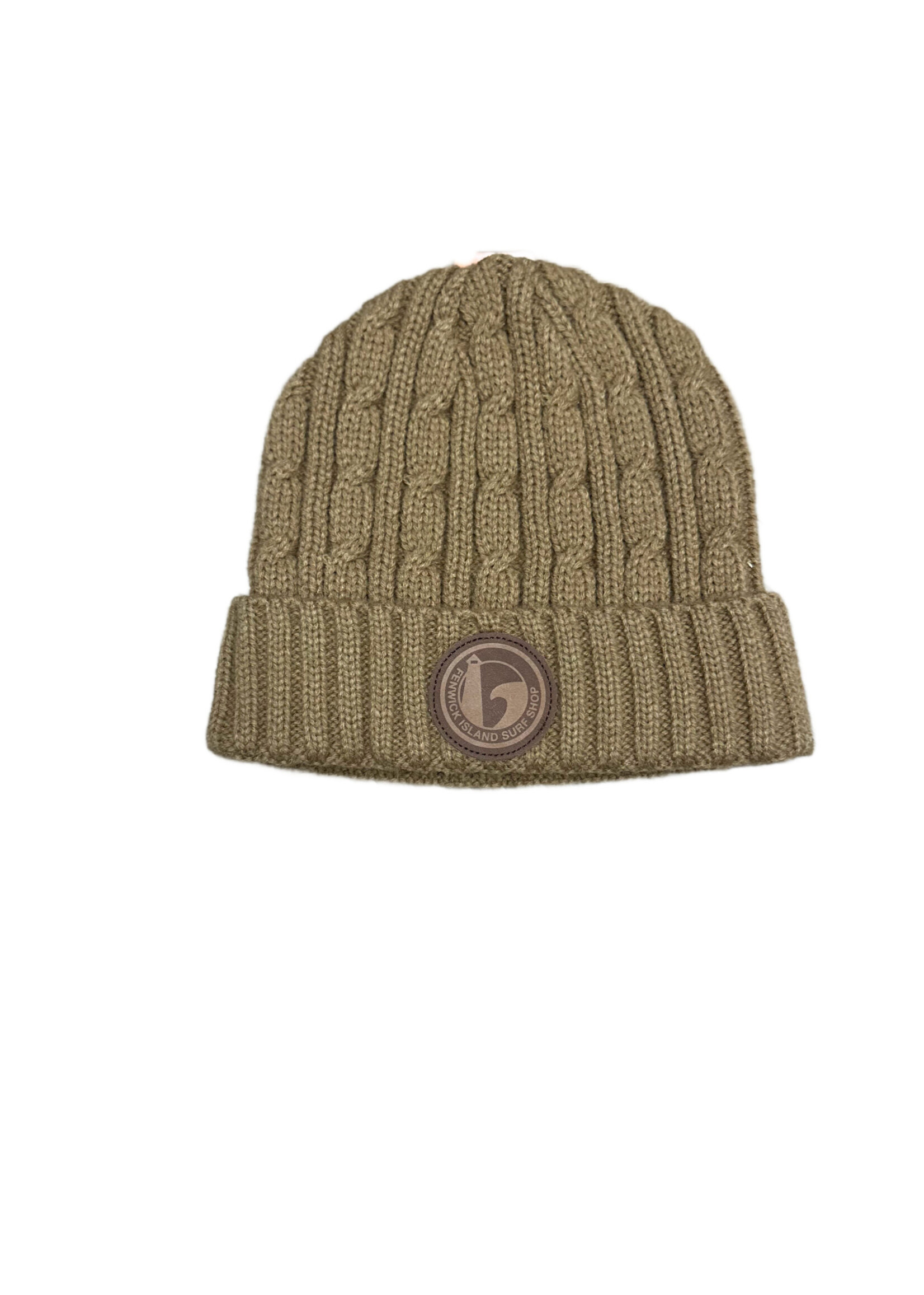 LATTE CABLE KNIT  CUFFED BEANIE