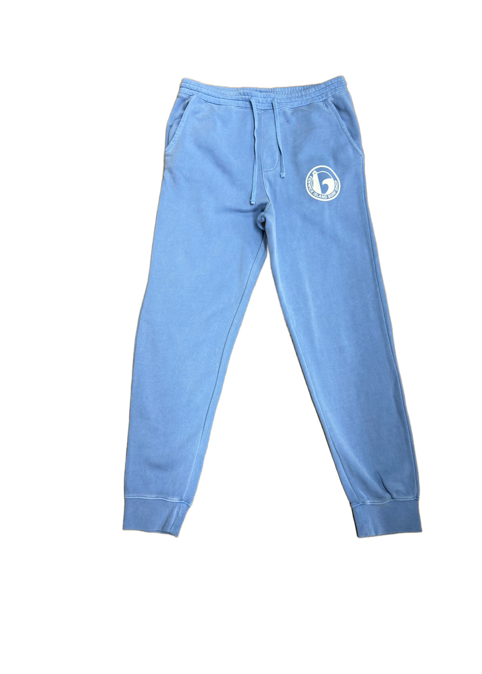 "ROUND" PIGMENT DYE FLEECE PANT LITE BLUE