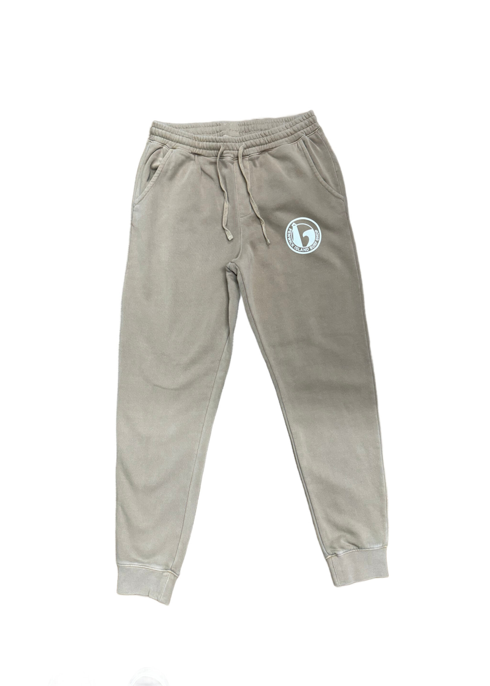 "ROUND" PIGMENT DYED  FLEECE PANT SANDSTONE
