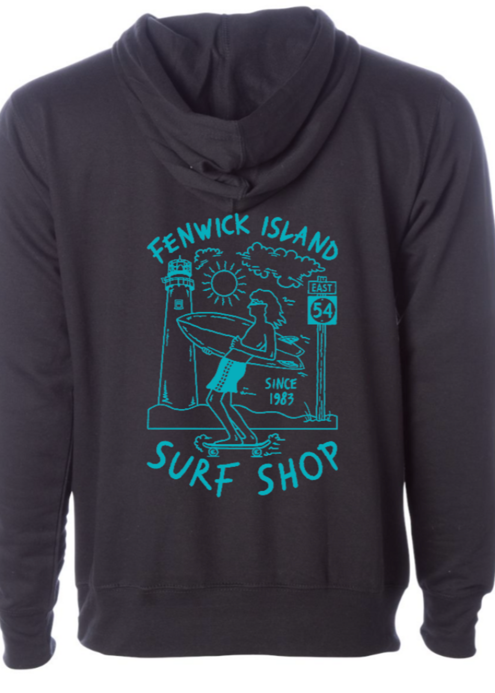 "SKATE SURF" MIDWEIGHT HOOD BLACK