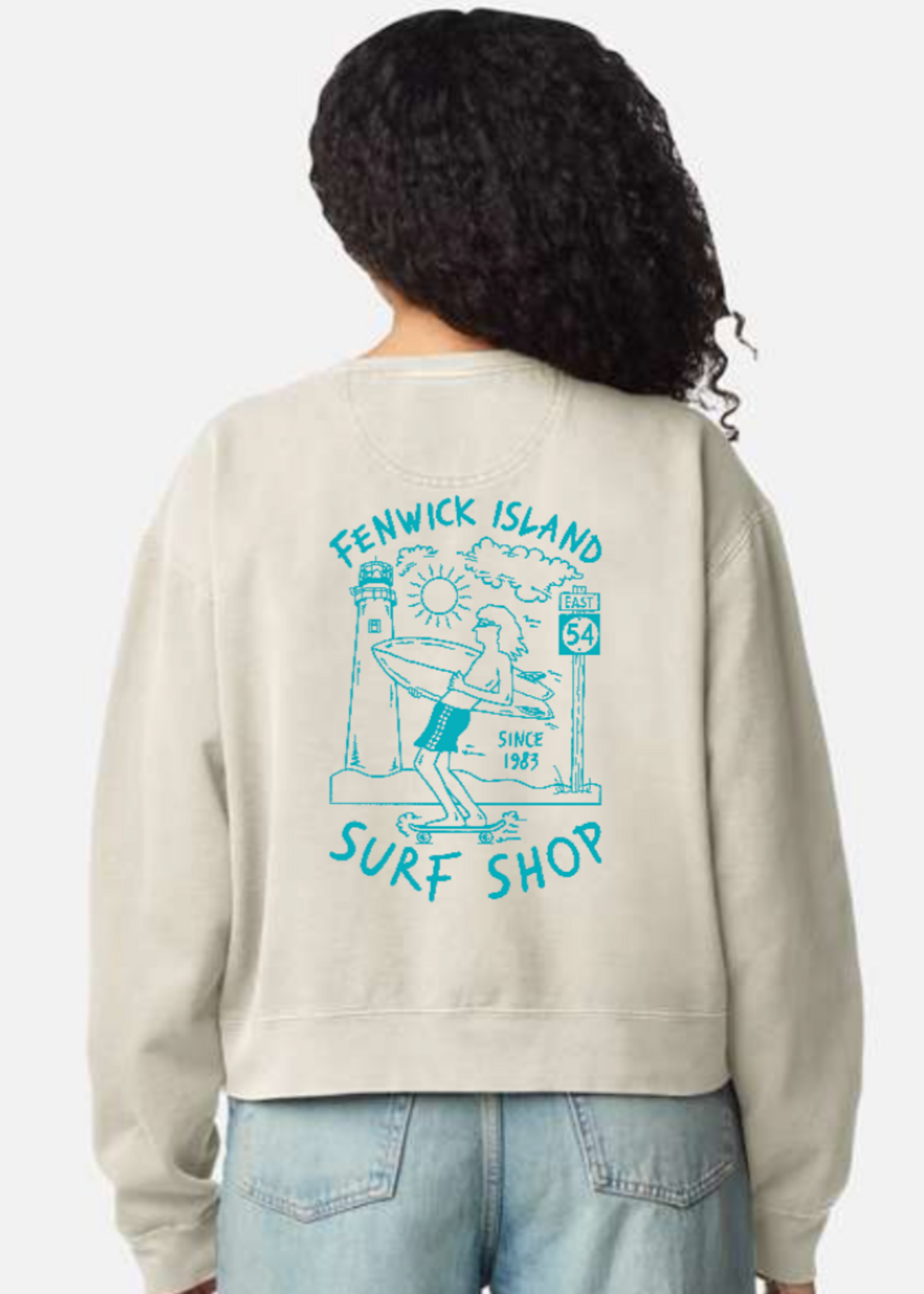 WOMENS "SKATE SURF "MID LENGTH CREW IVORY