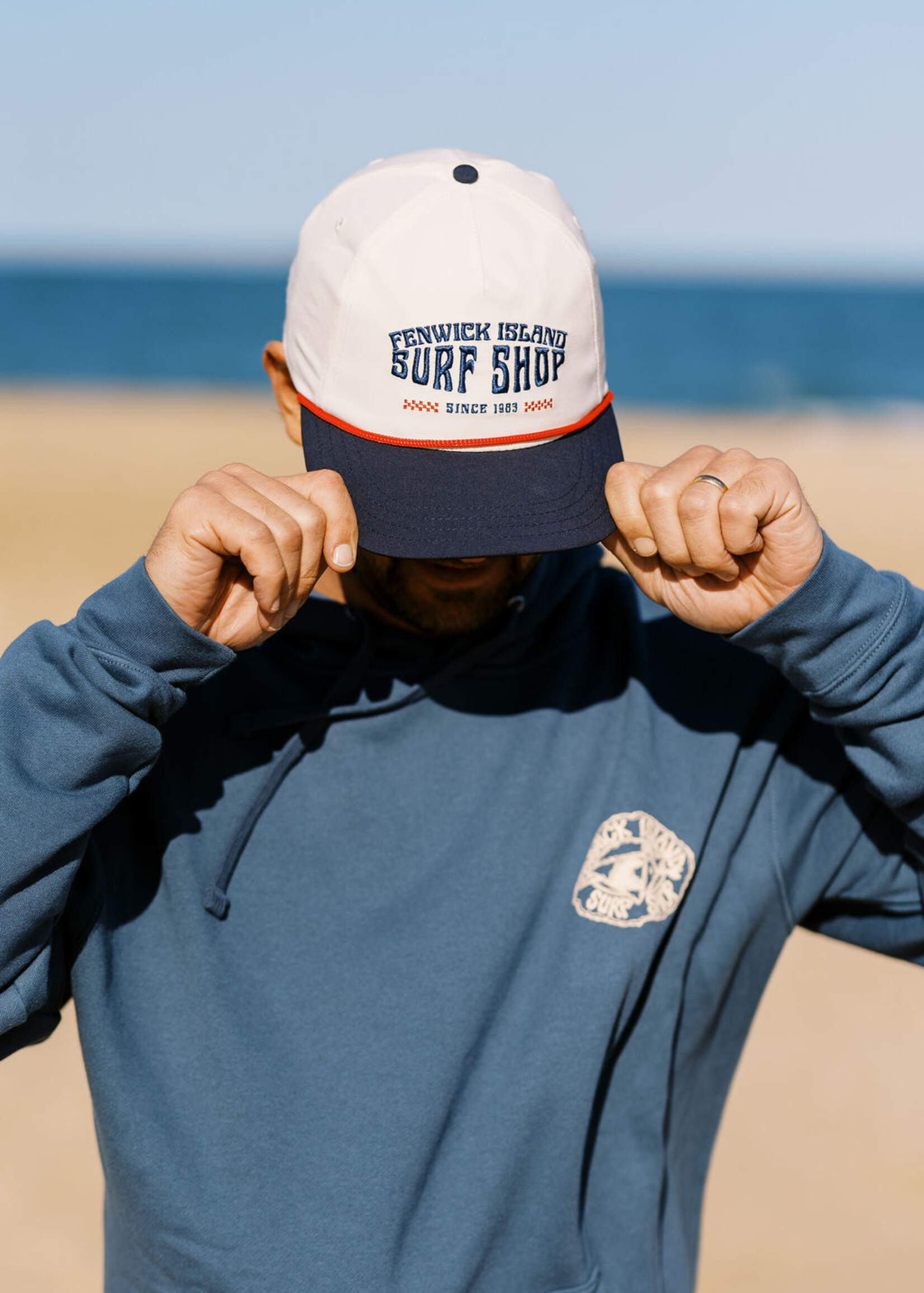 F.I. EMBROIDERED TRITECH CREAM/NAVY