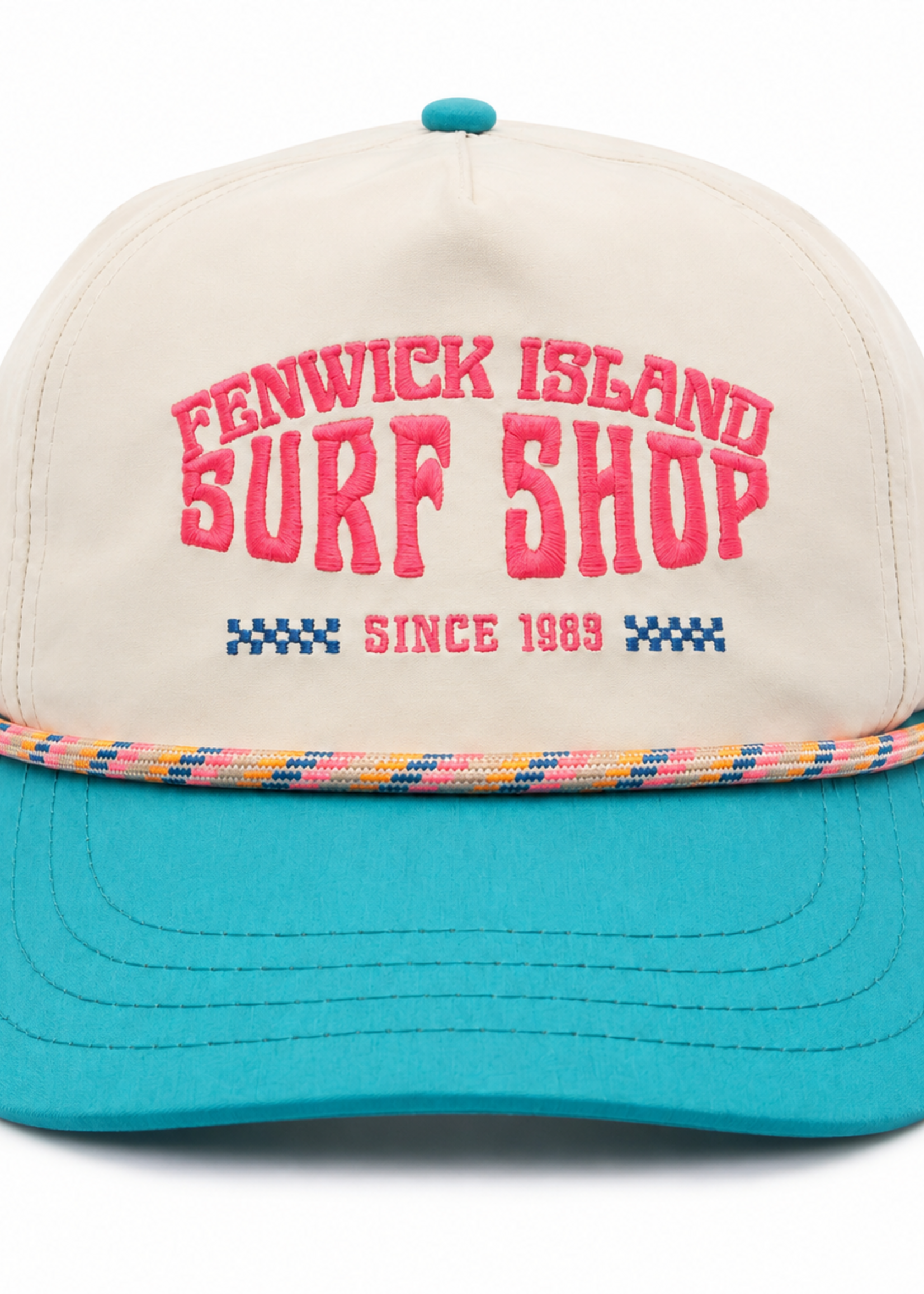 F.I. EMBROIDERY TRITECH ROPE HAT TEAL/CREAM