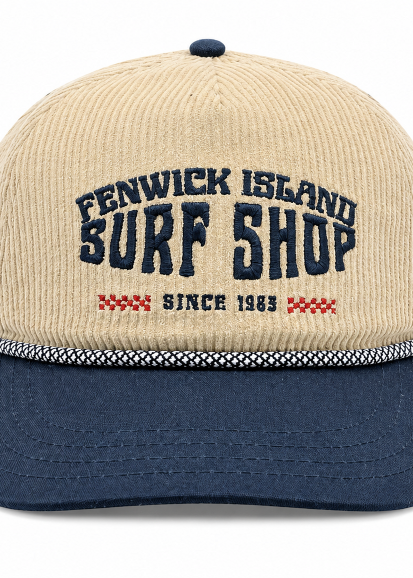 F.I. EMBROIDERY ROPE HAT BLUE WAXED/BONE CORD