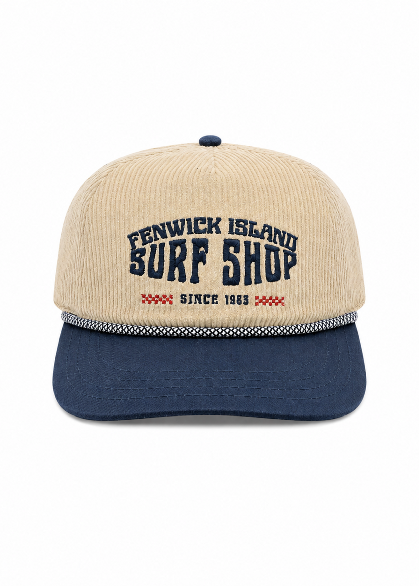 F.I. EMBROIDERY ROPE HAT BLUE WAXED/BONE CORD