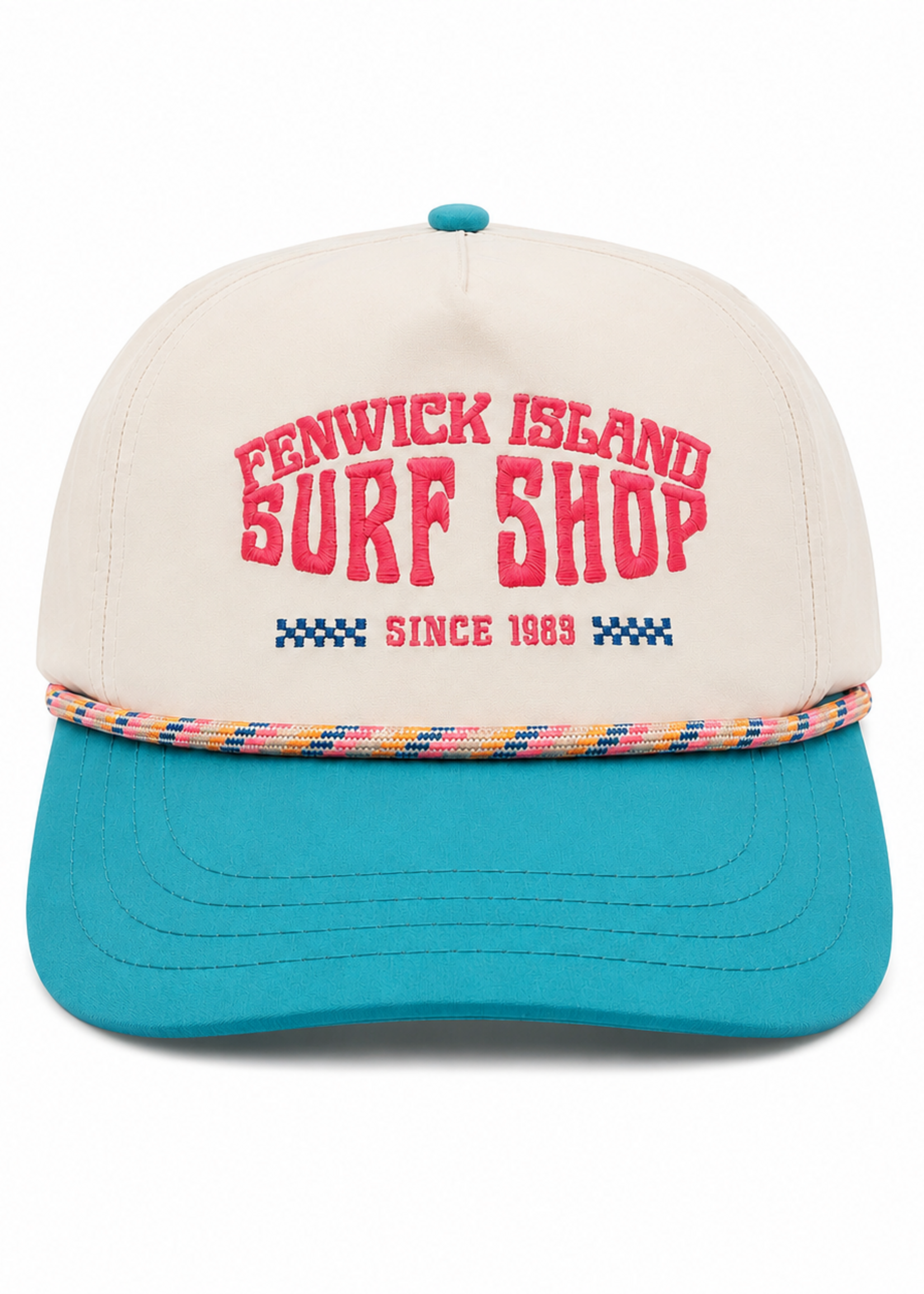 F.I. EMBROIDERY TRITECH ROPE HAT TEAL/CREAM