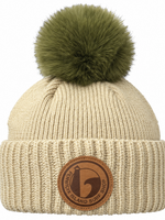FAUX MINK POM BEANIE STONE/OLIVE POM