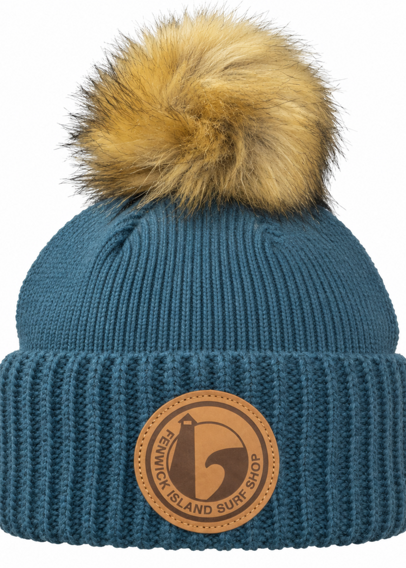 FAUX MINK POM BEANIE SLATE/TAN POM