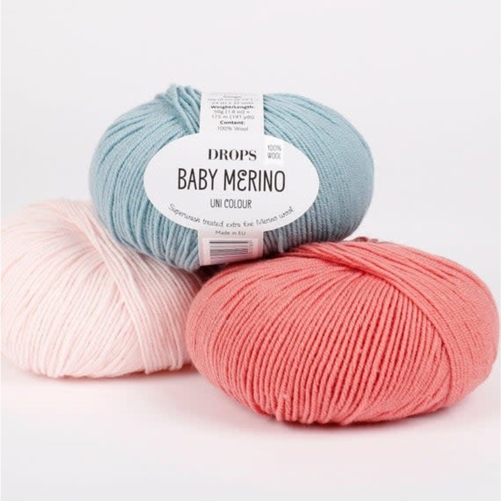 Superwash Merino Wool Yarn Drops Baby Merino, Sport Weight, 5 ply, 1.8 oz  191 Yards (05 Light Pink)