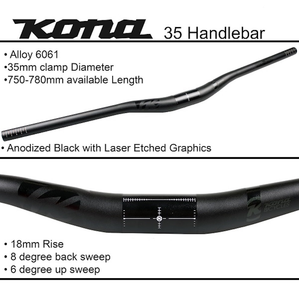 Guidon VTT Kona DH 660mm + Potence 80mm - 28.6mm - Aluminium Noir - Occasion