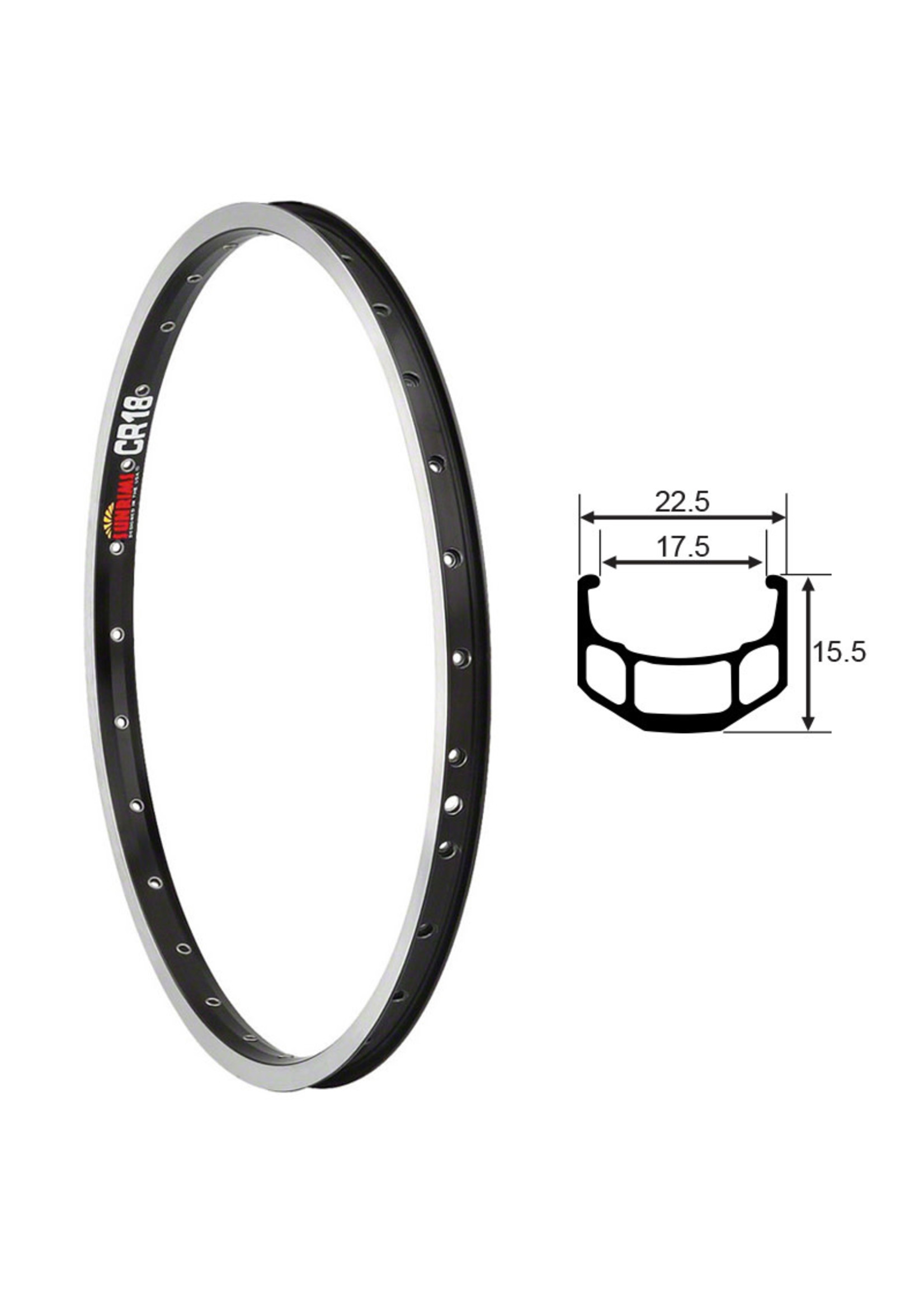 Sun Ringlé Jante Sunrims CR-18 700C Noire 36t