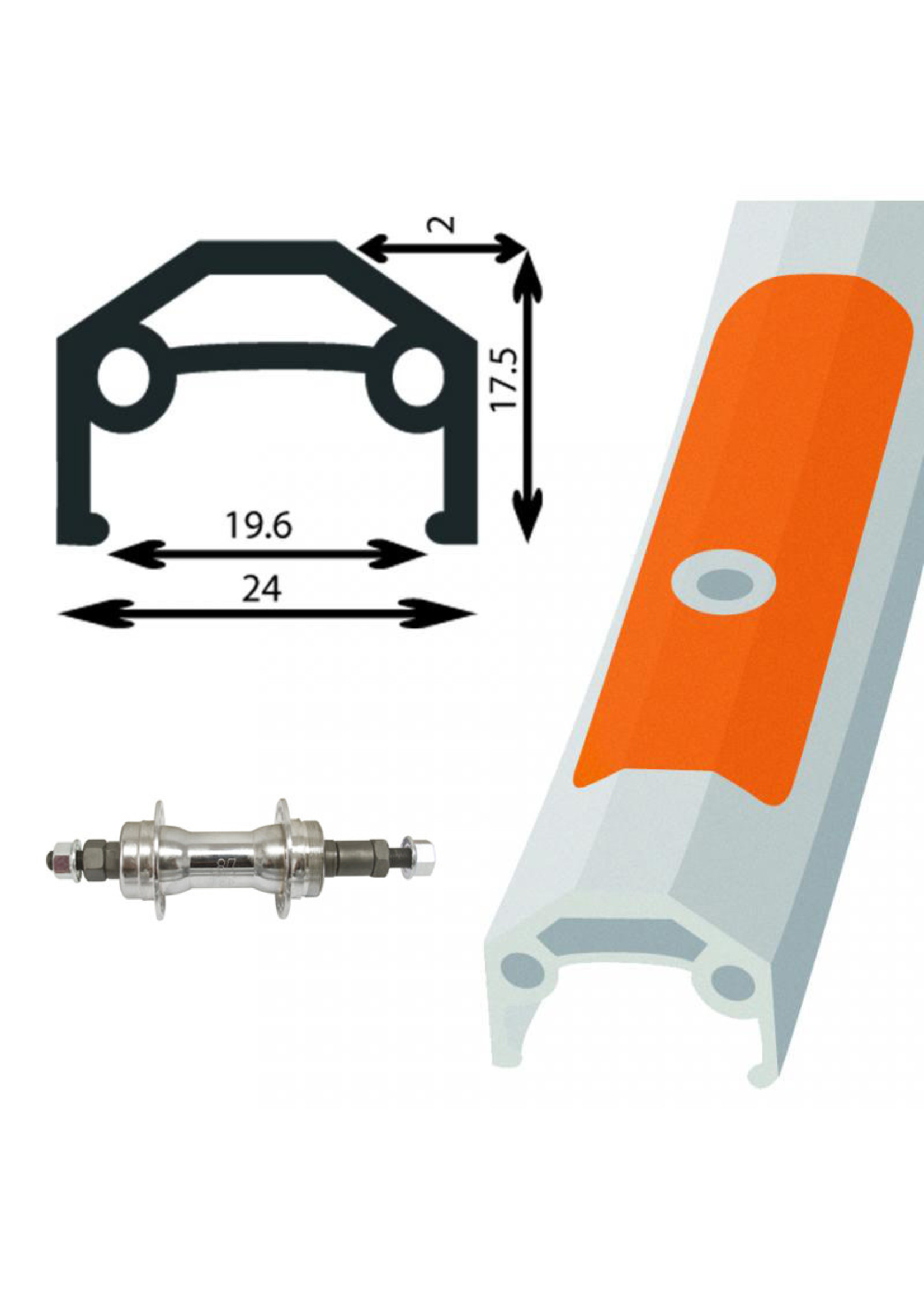 Damco Roue arrière 26 x 1-3/8" roue libre boulons