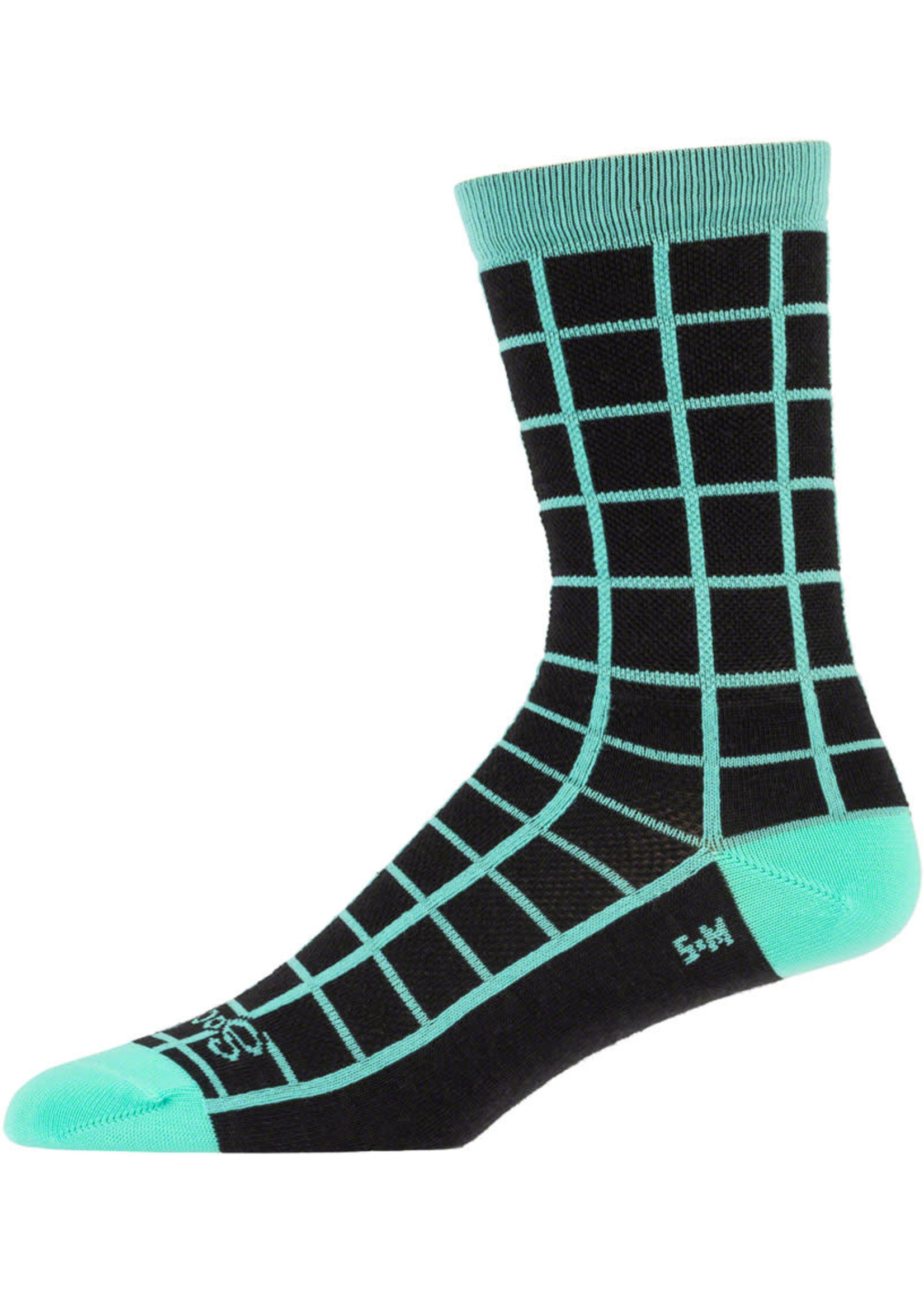 All-City Cycles Chaussettes, All-City Club Tropic - 6", Black, Goldenrod, Teal, Small/Medium