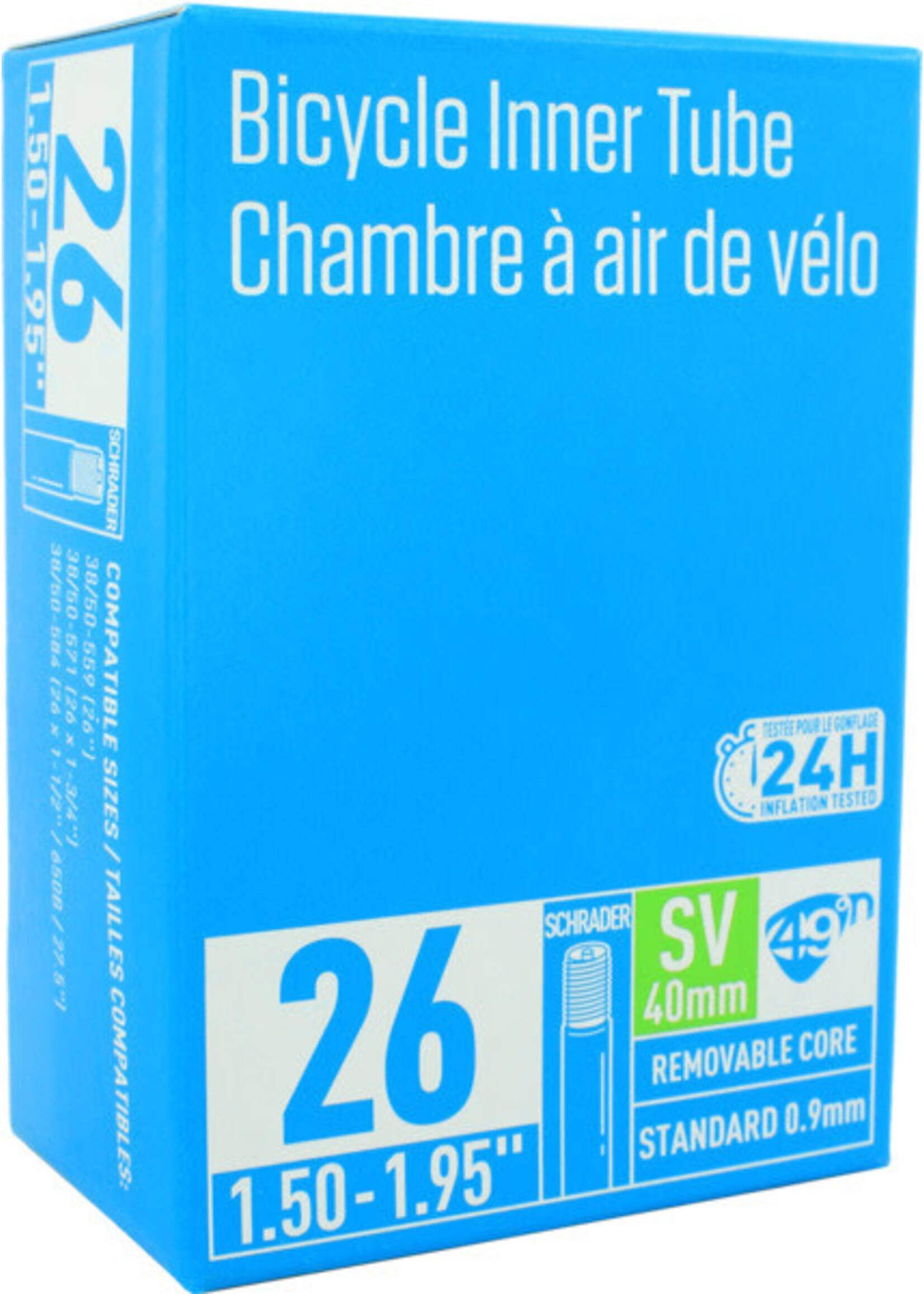 49N Chambre À Air 49N STD 26" X 1,50" à 1,95", ISO 559, Valve Shrader