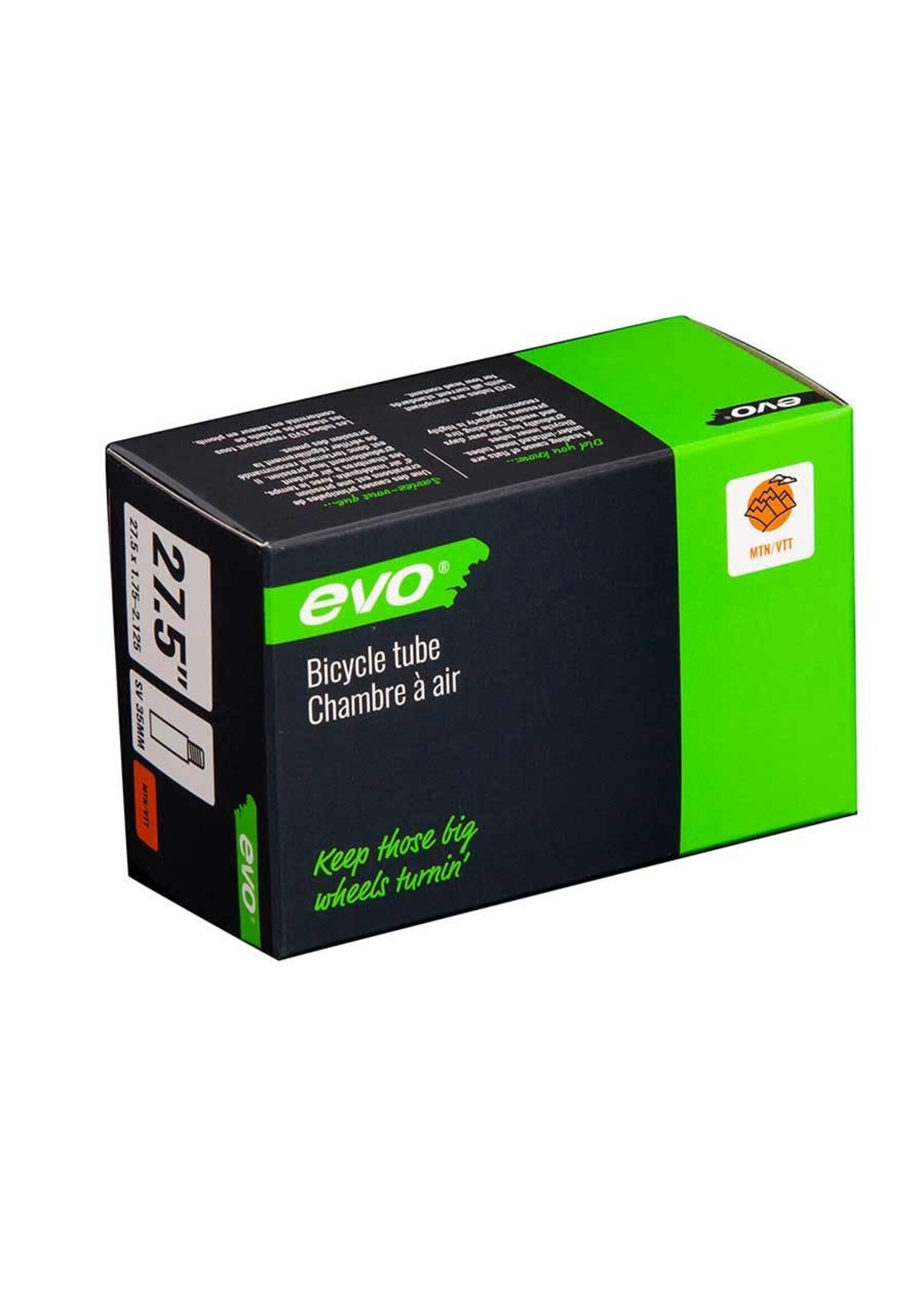 Evo Chambre à Air Evo 27.5'' X 1.75" à 2.125" - 650B X 45mm à 55mm, Valve Shrader 48mm