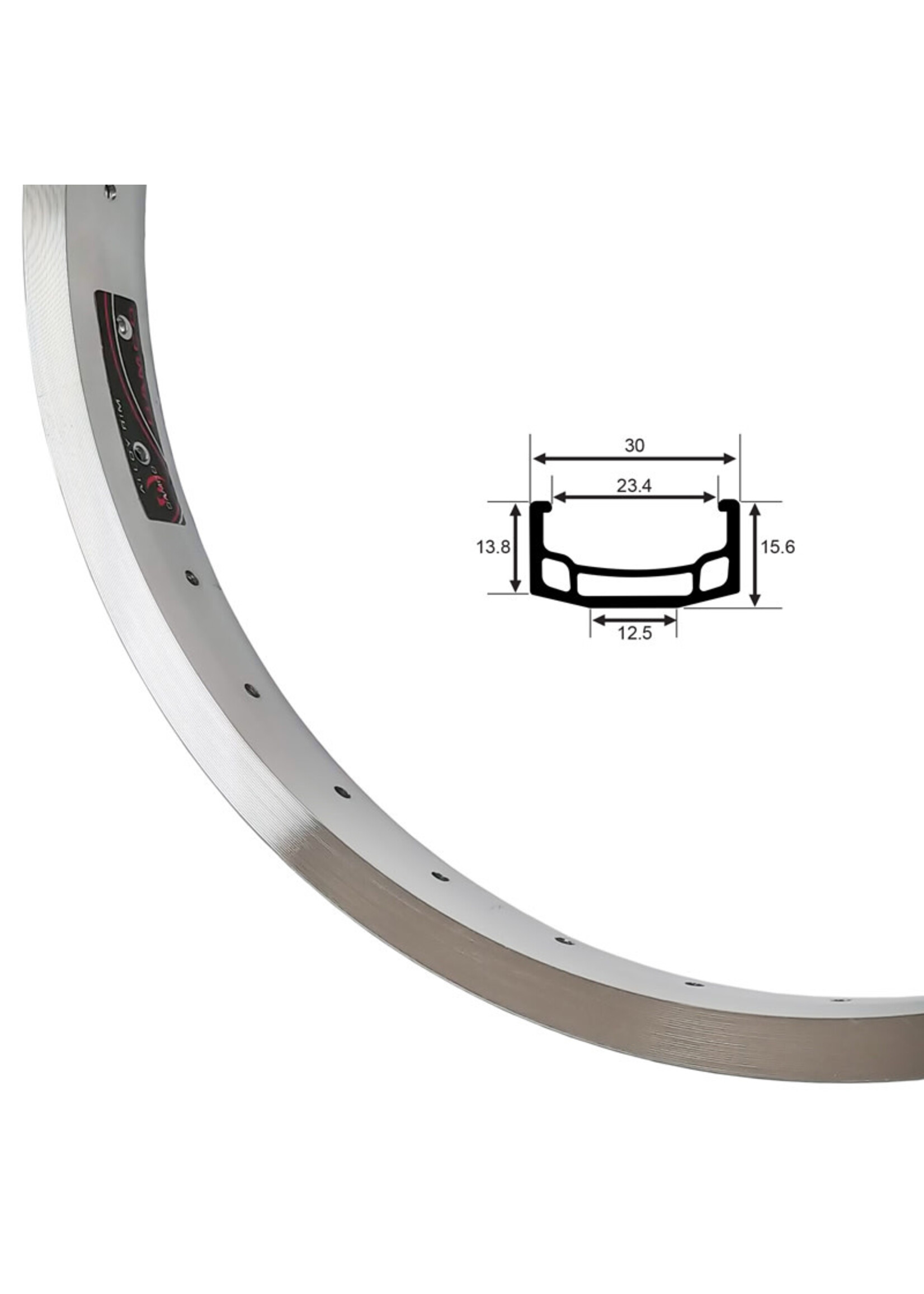 Damco Jante 20'' Damco 36t, Double Paroi, L; 30mm, Argent, CNC