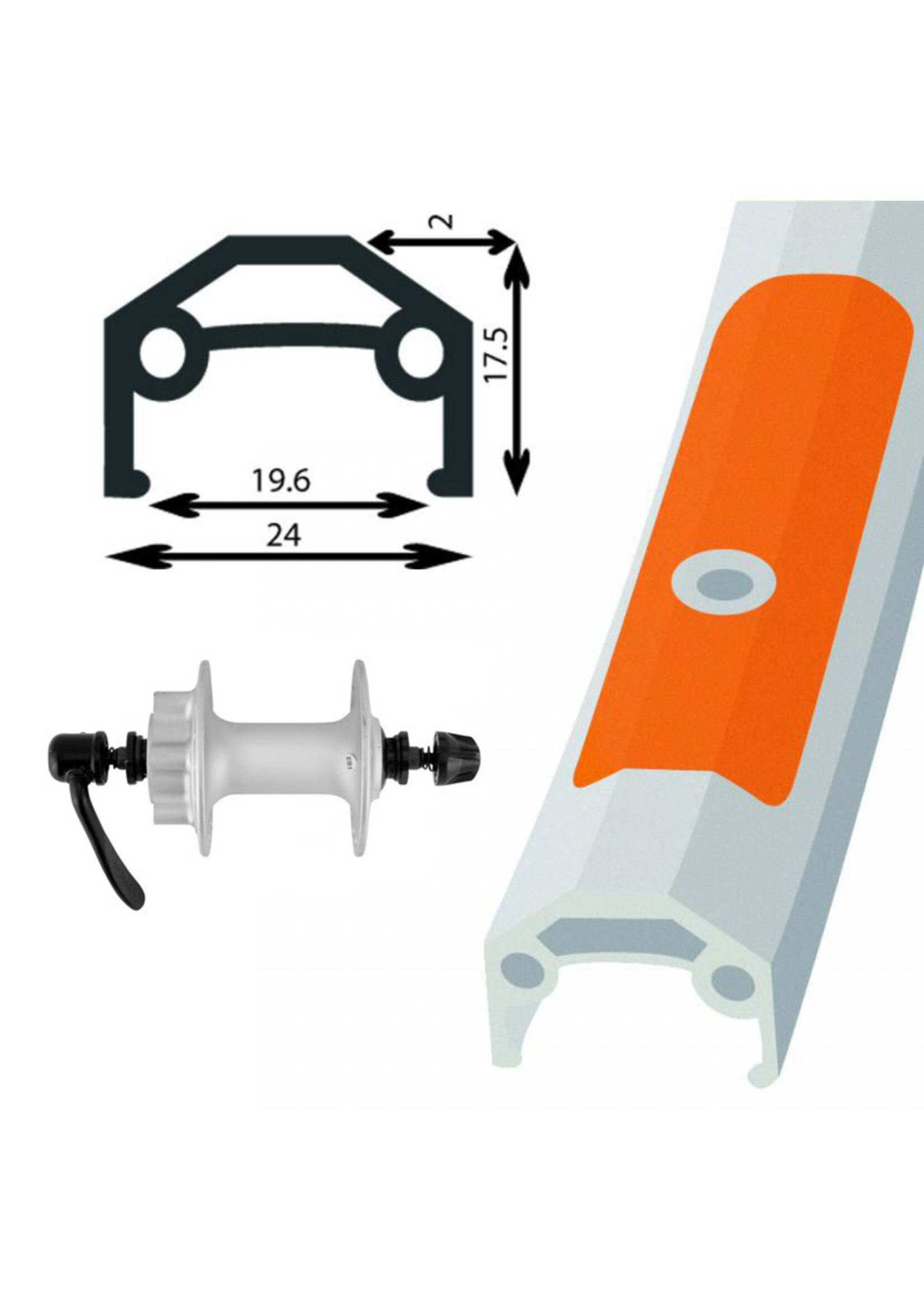 Damco Roue Arrière 700C,  Jante Damco Double, Moyeu Shimano Alivio FH-M475, 36 Rayons Acier
