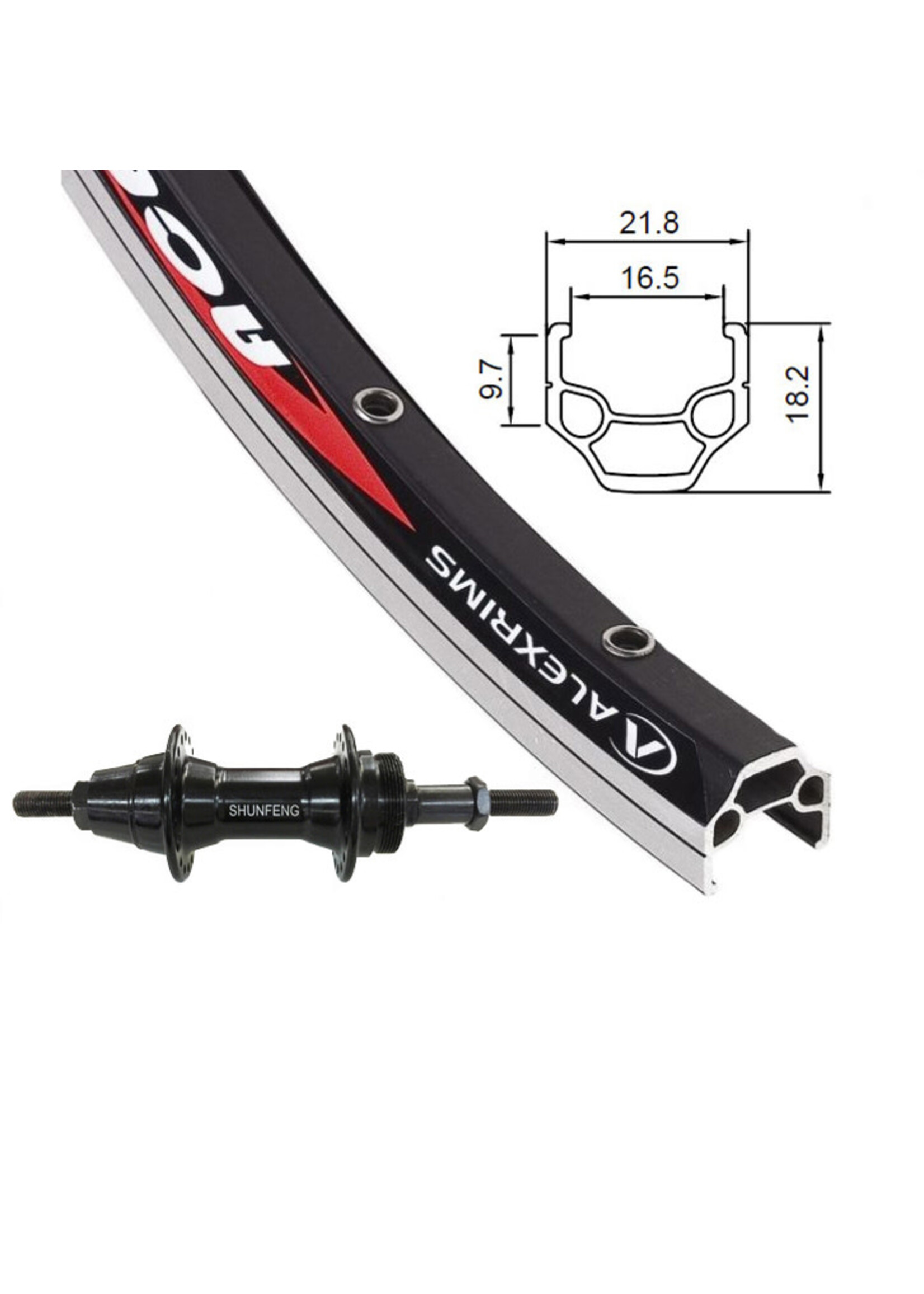 Alexrims Roue arrière 700c Jante : Alexrims ace18 Moyeu Roue-Libre, Écrous, Noir