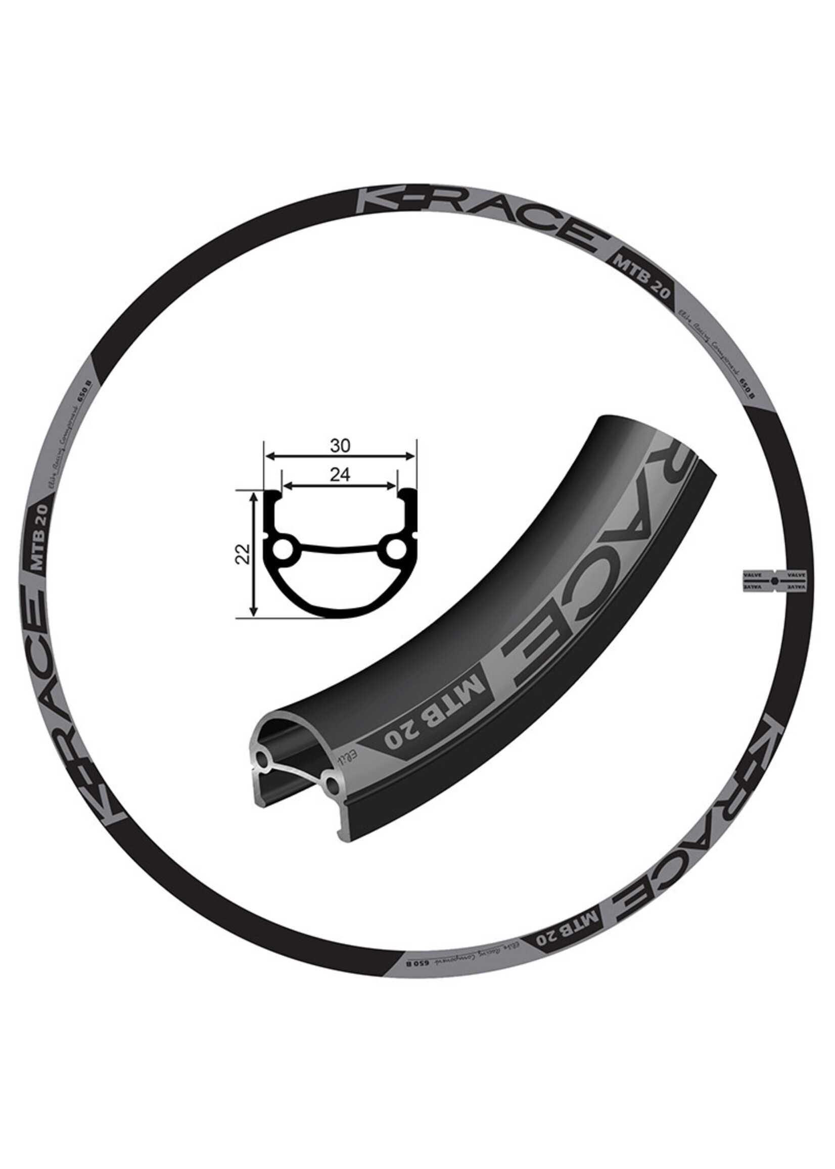 K-Race Jante 27,5"/650B K-Race MTB20, 32T
