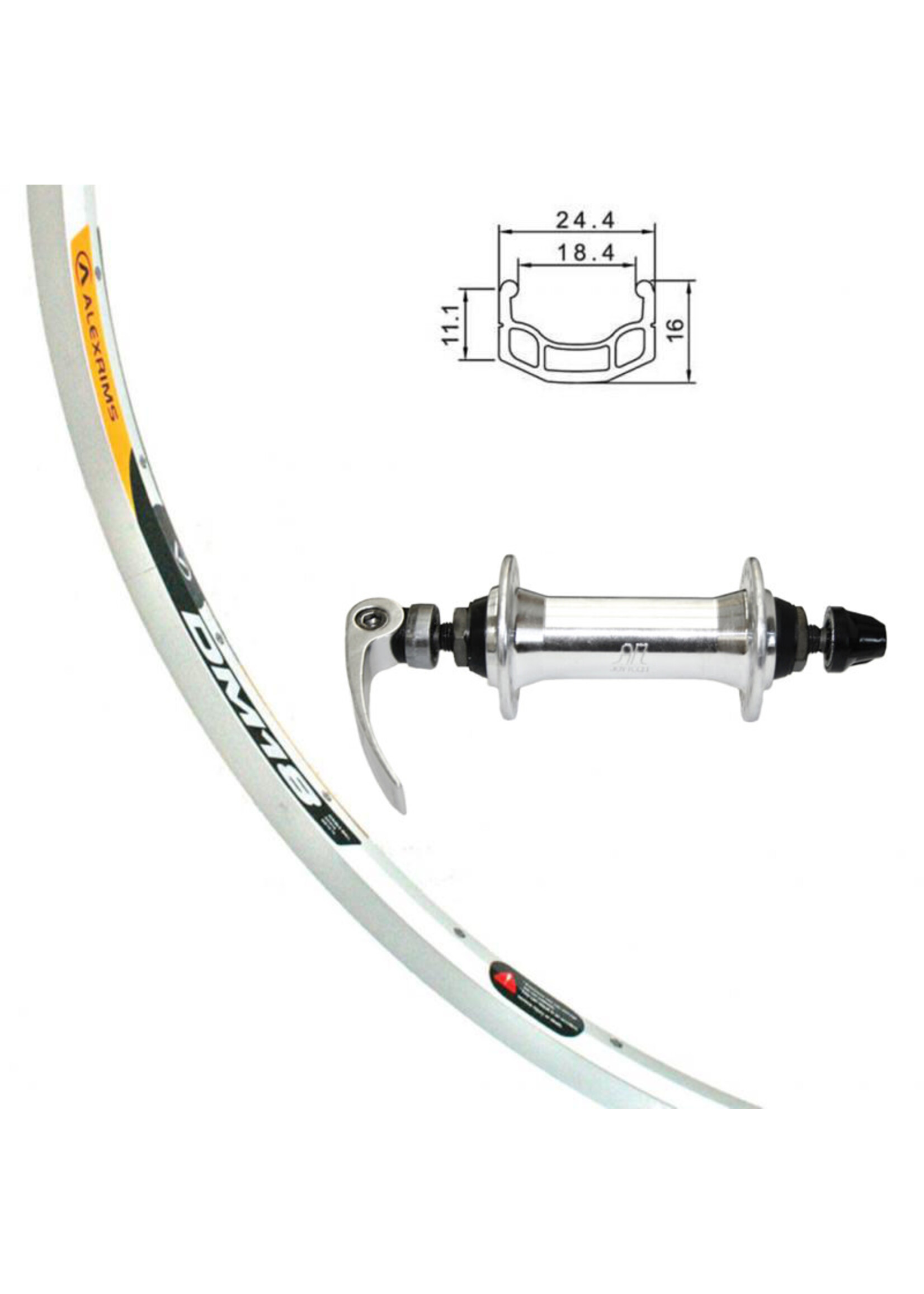 Alexrims Roue Avant 700C, Jante Alexrims DM18 Argent, Moyeu Joytec QR, 36 Rayons DT Champion Argent