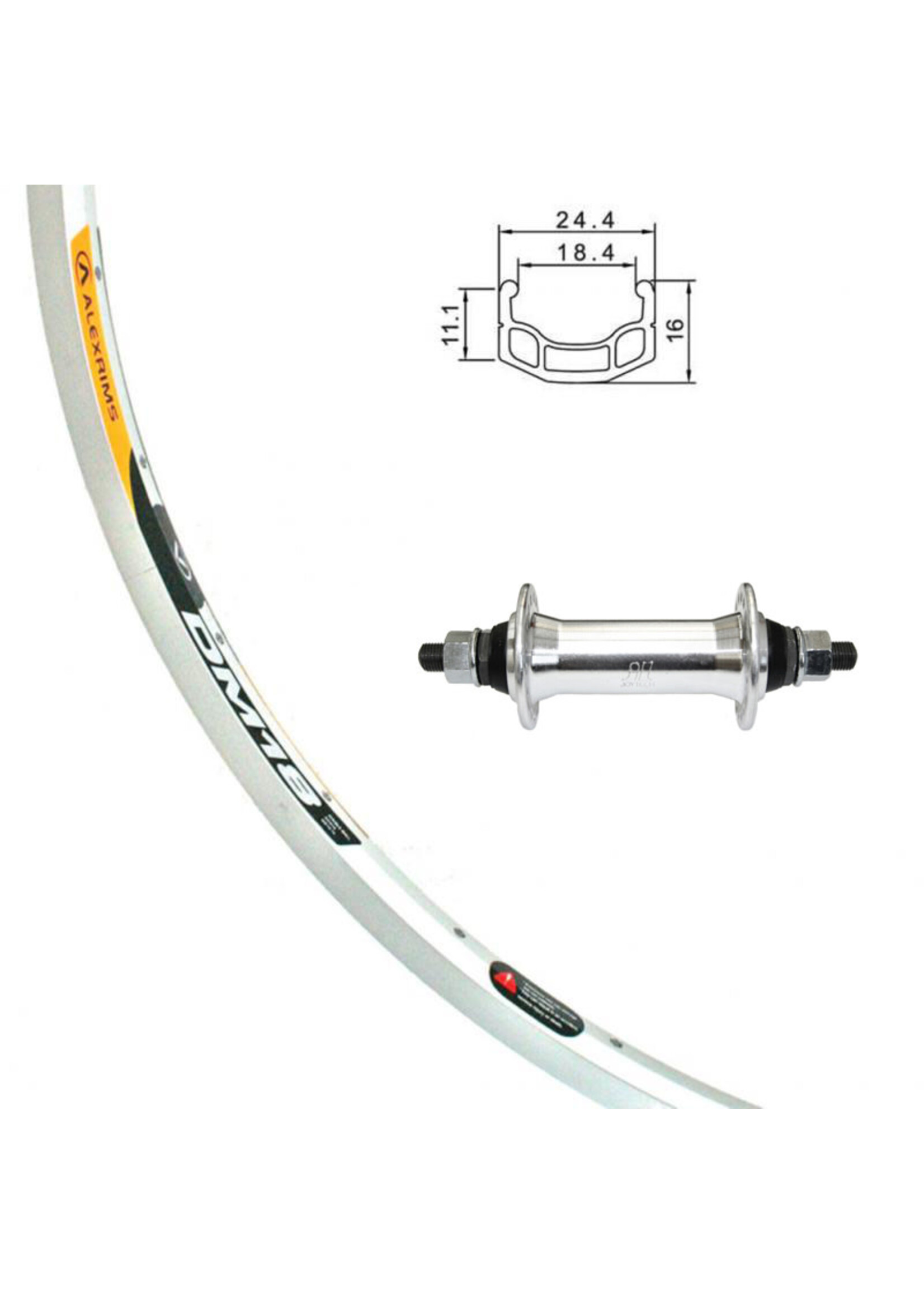 Alexrims Roue Avant 26" Jante Alexrims DM18, Moyeu Joytech Boulonné, 36 Rayons DT Champion