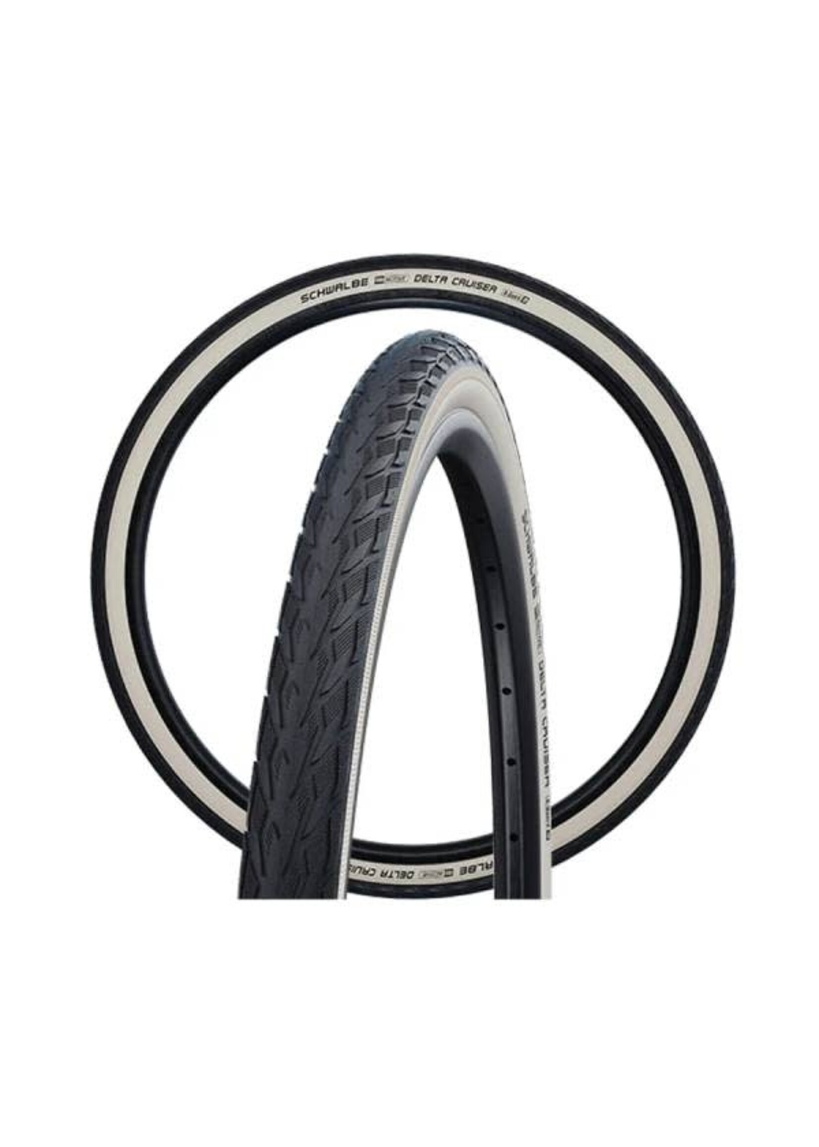 Schwalbe Pneu Schwalbe Delta Cruiser Plus, Flancs Blancs,  26" X 1-3/8" - 650A X 37 mm - 37-590