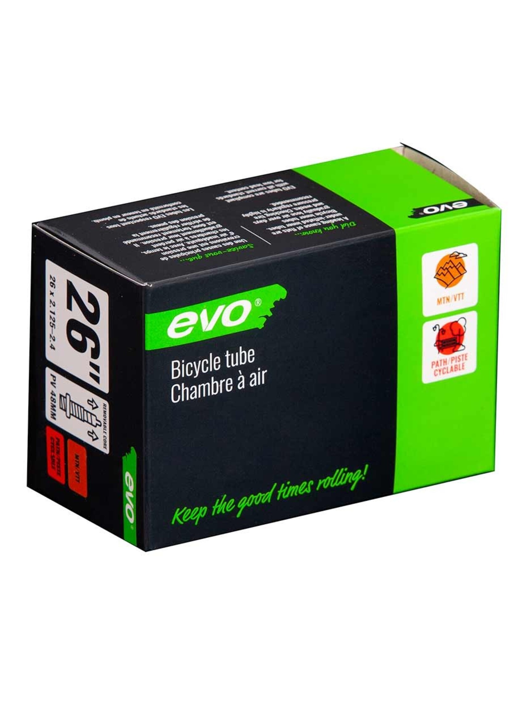 Evo EVO, Presta, Chambre à air, Presta, Longueur: 48mm, 26'', 2.125-2.40