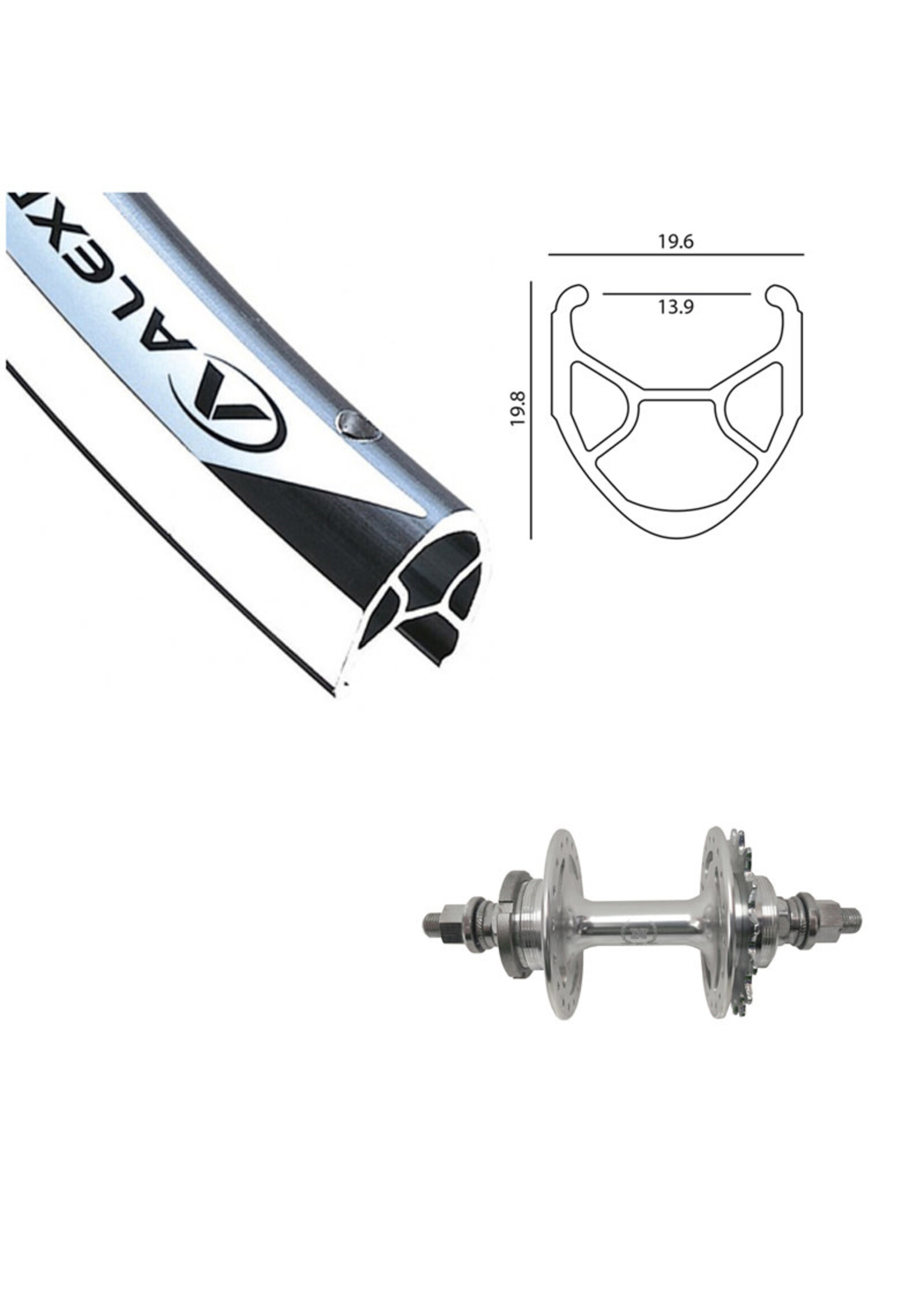 Alexrims Roue Arrière 700C, Jante  Alexrims R-450 Argent, Moyeu Novatec Flip-Flop Argent, Rayons DT Champion Argent