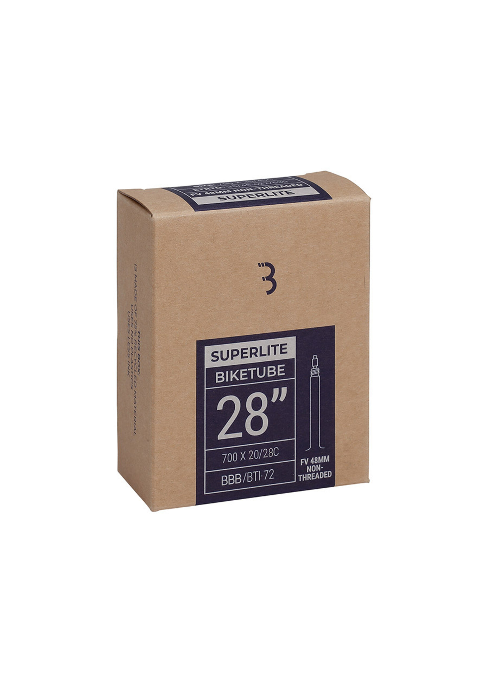 BBB Cycling Chambre à Air BBB SuperLite 700C X 20 à 28mm, Valve Presta 48mm